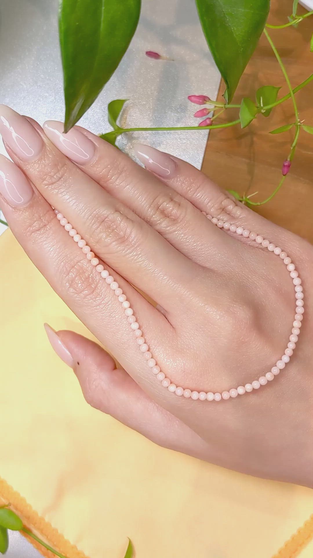 19.25 Ct. Pink Coral Multi Stone Necklace, 18K White Gold Size Video