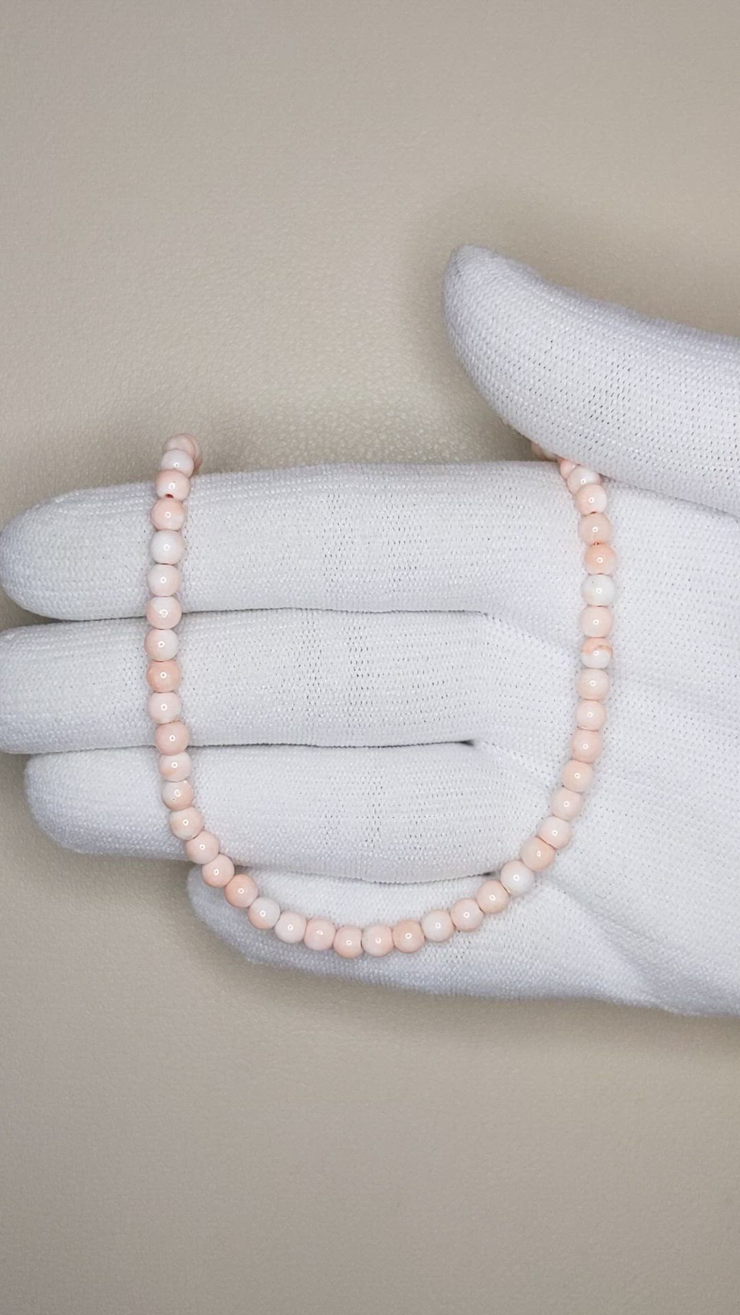 43.97 Ct. Pink Coral Antique Style Necklace, 18K White Gold Size Video