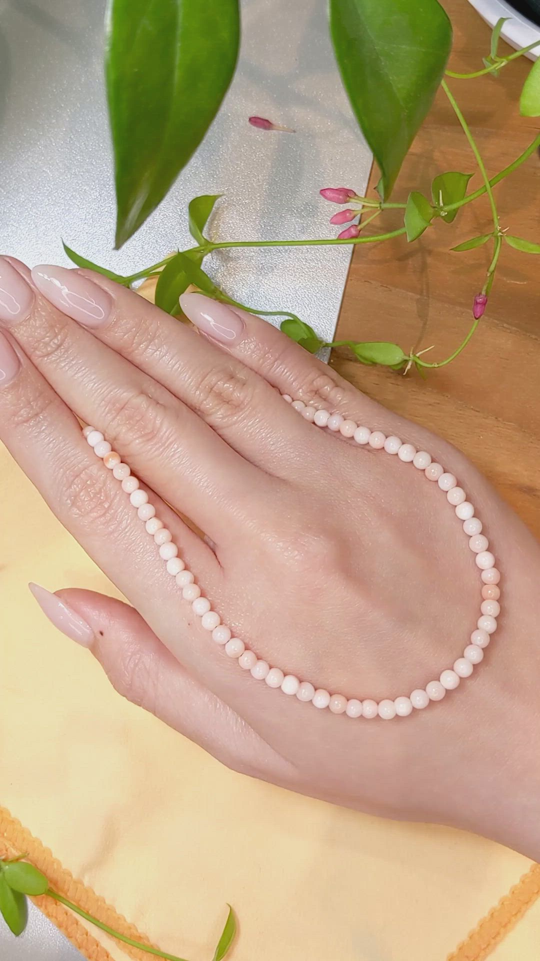 45.52 Ct. Pink Coral Multi Stone Necklace, 18K White Gold Size Video
