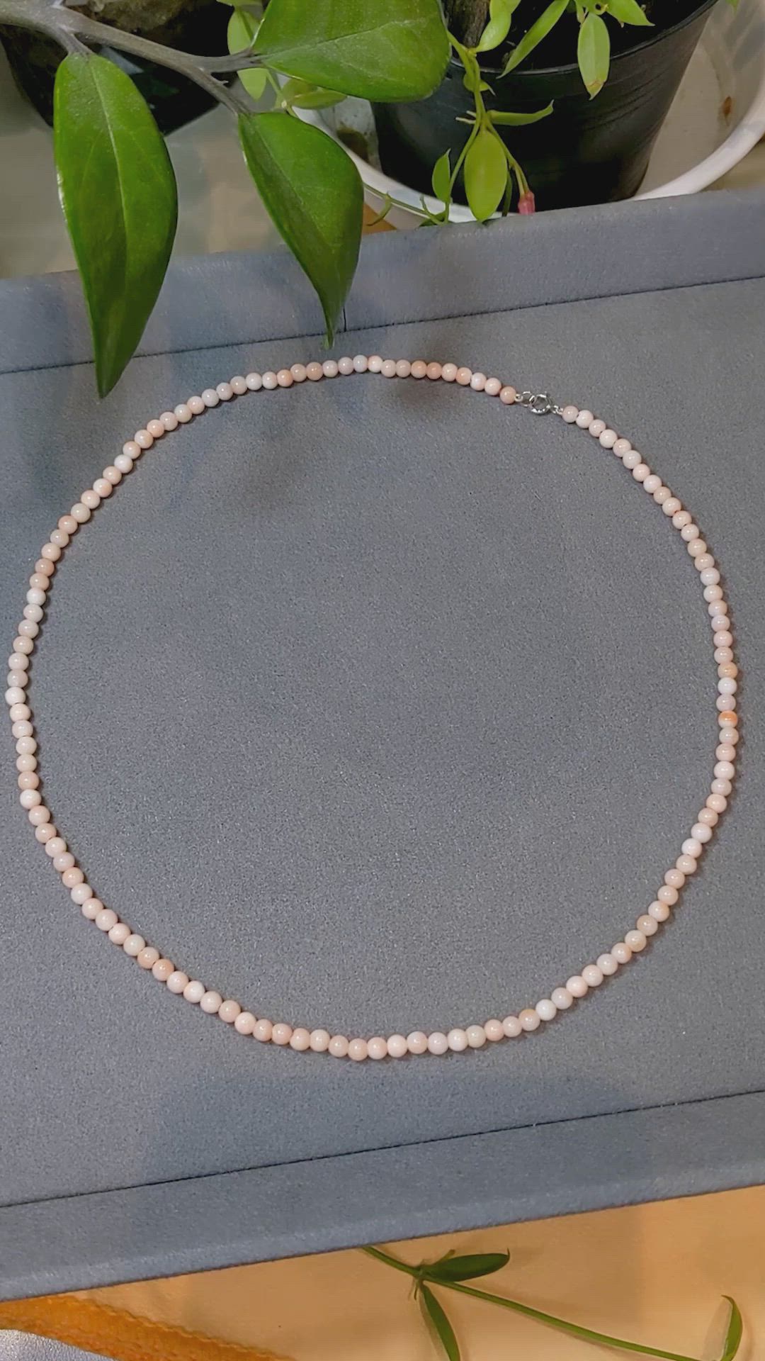 45.52 Ct. Pink Coral Multi Stone Necklace, 18K White Gold Size Video