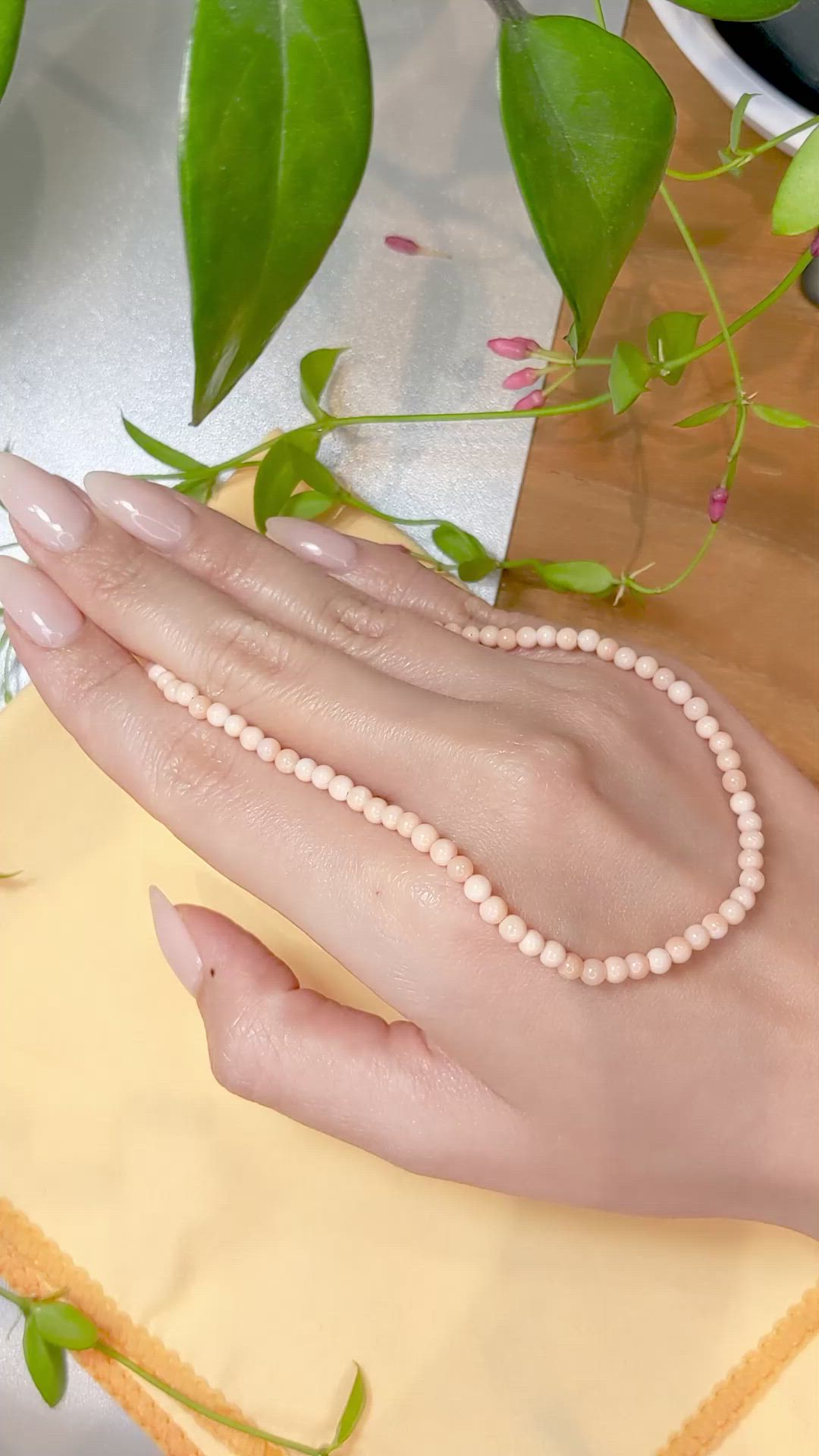 37.20 Ct. Pink Coral Multi Stone Necklace, 18K White Gold Size Video