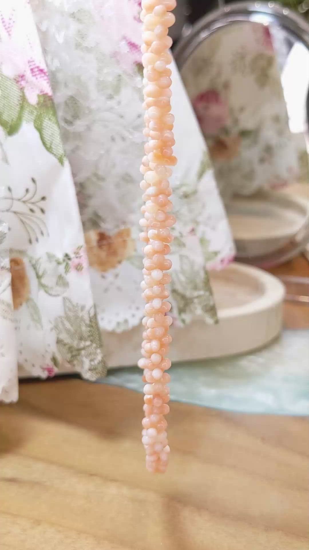 79.35 Ct. Salmon and White Coral Multi Stone Necklace, 18K Yellow Gold Size Video