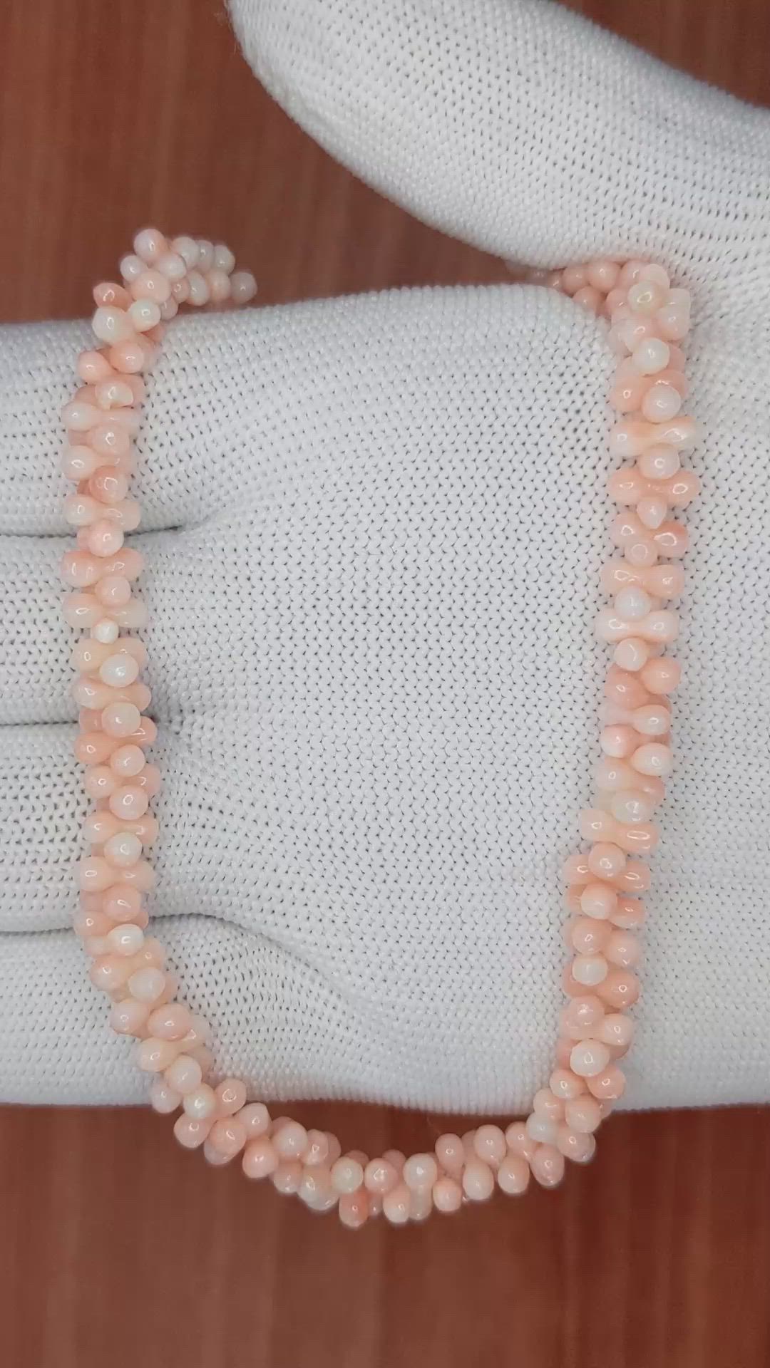 79.35 Ct. Salmon and White Coral Multi Stone Necklace, 18K Yellow Gold Size Video