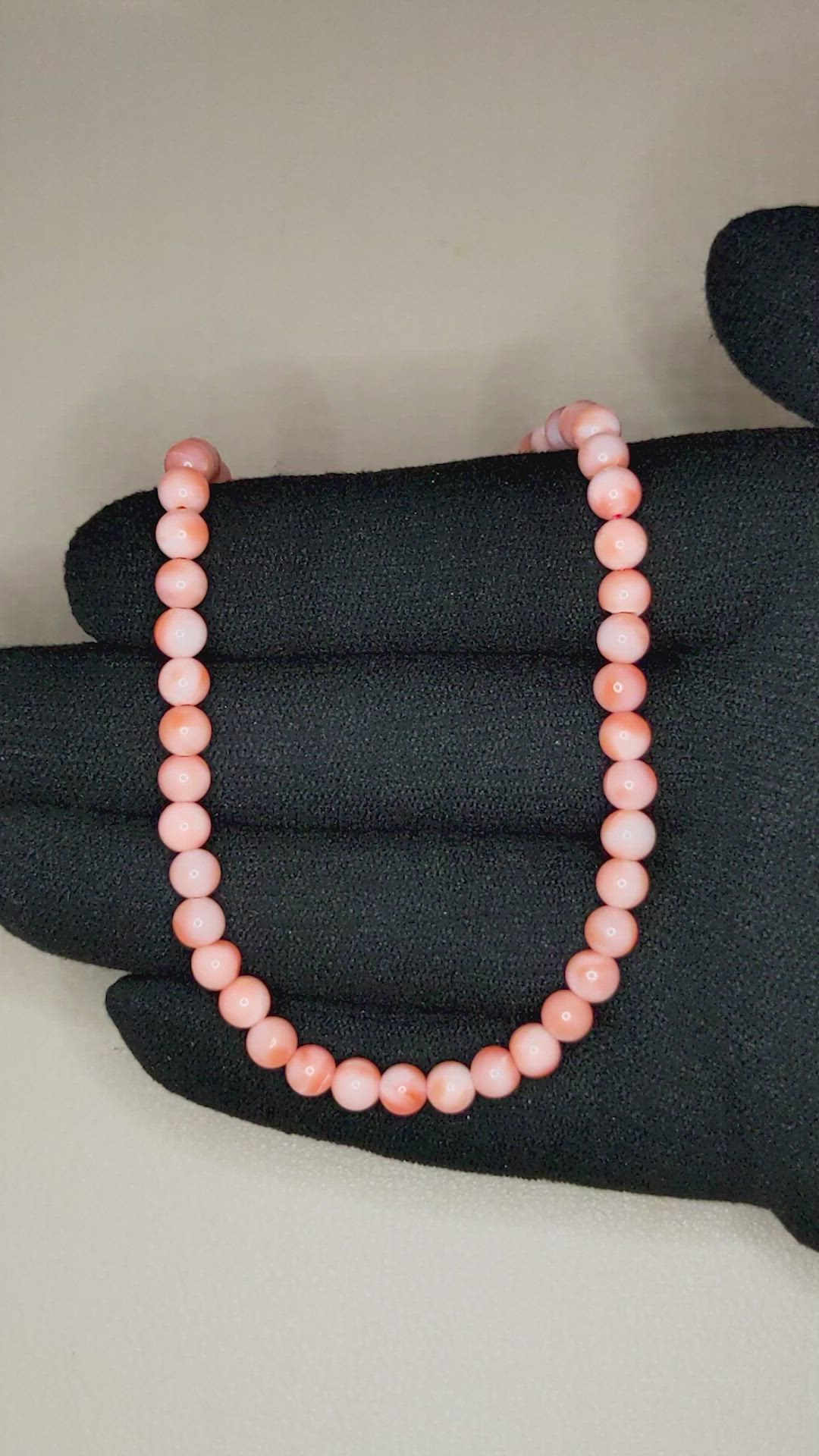 60.74 Ct. Salmon and White Coral Multi Stone Necklace, 18K White Gold Size Video