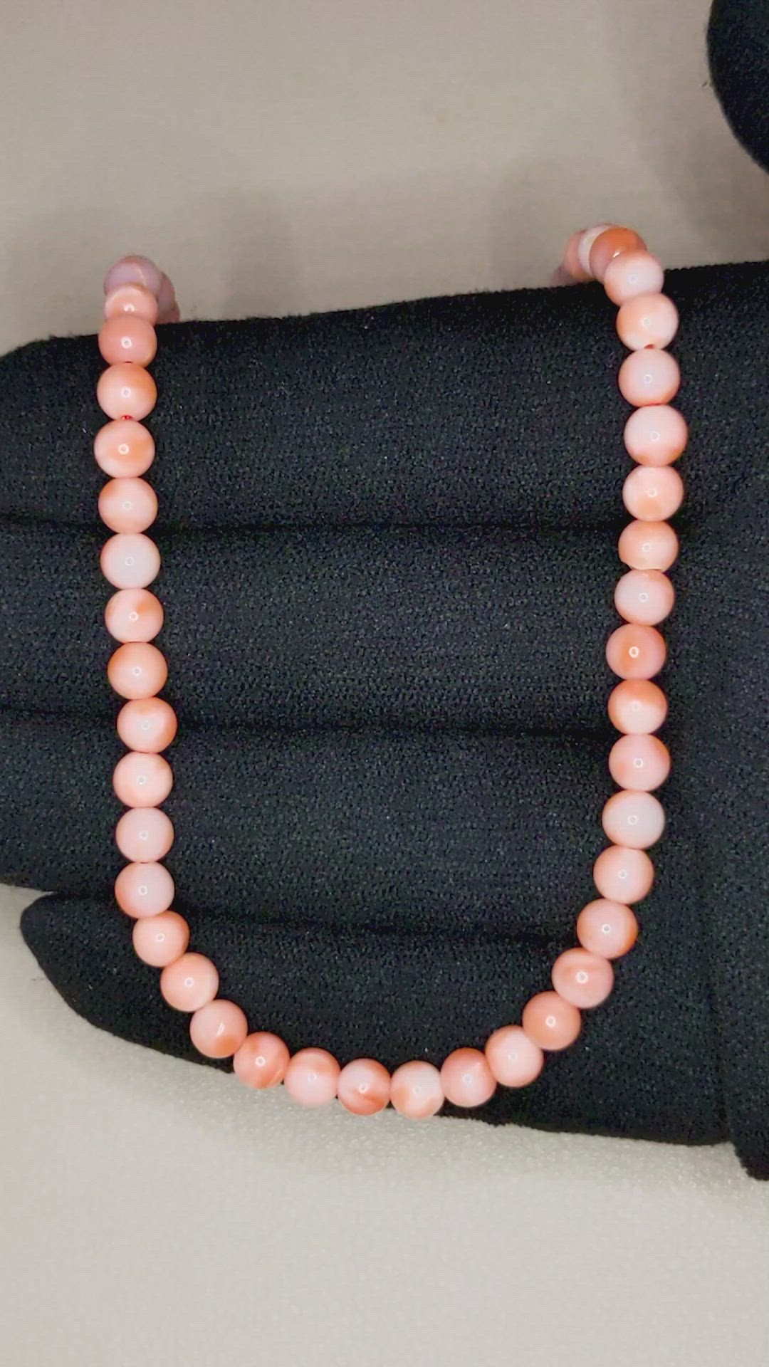 60.74 Ct. Salmon and White Coral Multi Stone Necklace, 18K White Gold Size Video