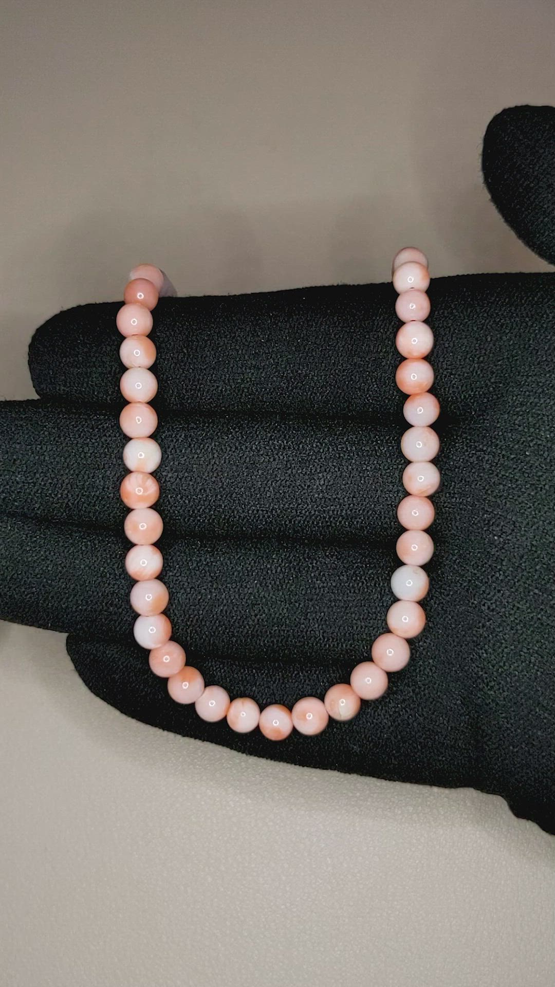 63.76 Ct. Salmon and White Coral Multi Stone Necklace, 18K White Gold Size Video