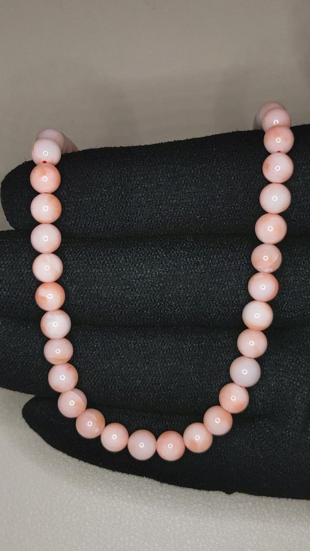 82.24 Ct. Salmon and White Coral Multi Stone Necklace, 18K White Gold Size Video