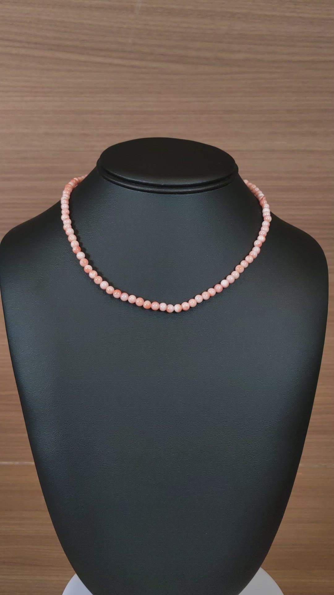 61.91 Ct. Salmon and White Coral Multi Stone Necklace, 18K Yellow Gold Size Video