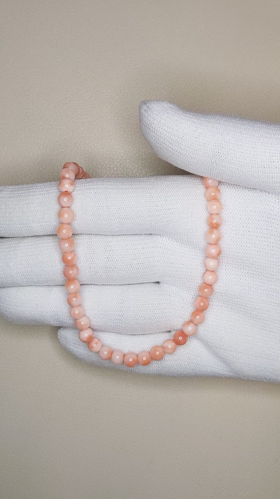 61.91 Ct. Salmon and White Coral Multi Stone Necklace, 18K Yellow Gold Size Video