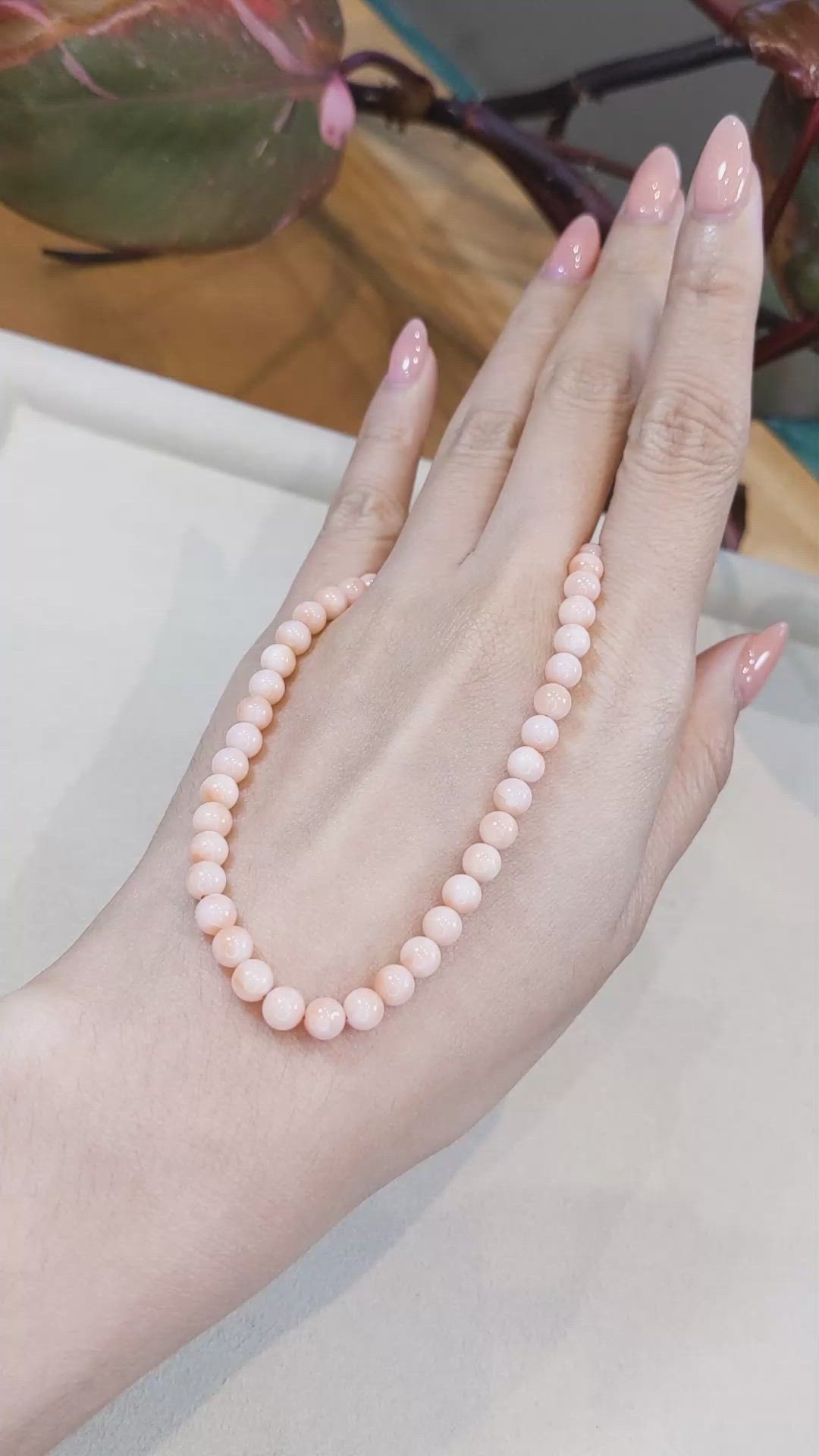77.86 Ct. Pink Coral Multi Stone Necklace, 18K White Gold Size Video