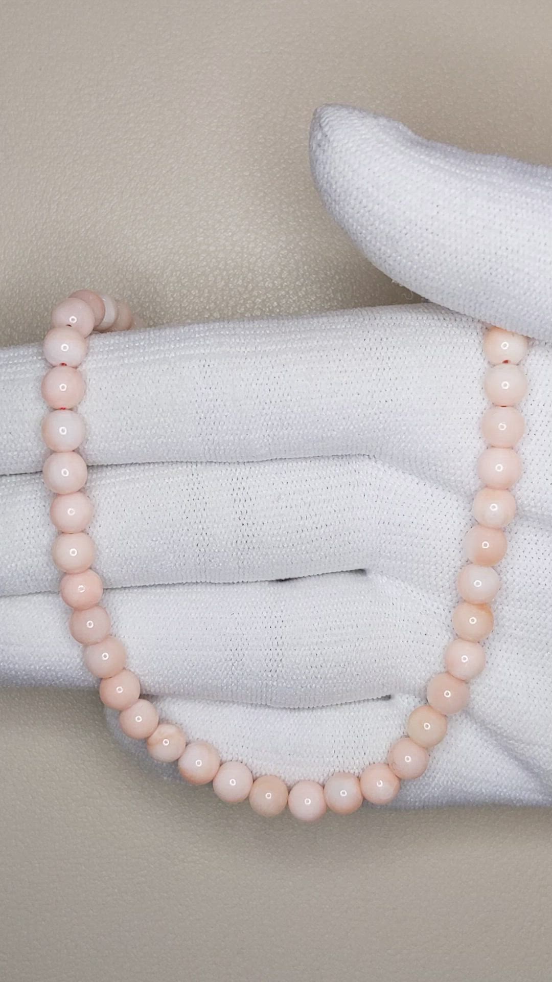 73.29 Ct. Salmon and White Coral Multi Stone Necklace, 18K White Gold Size Video