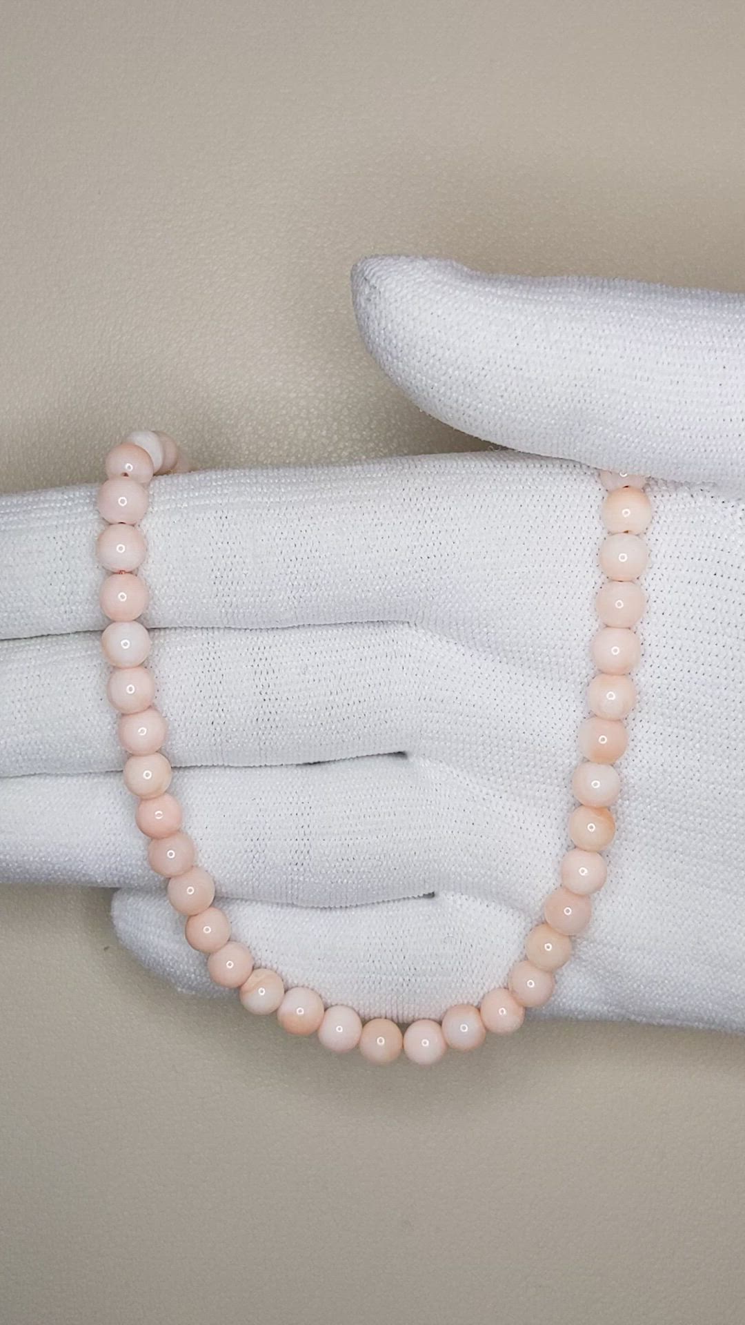 73.29 Ct. Salmon and White Coral Multi Stone Necklace, 18K White Gold Size Video