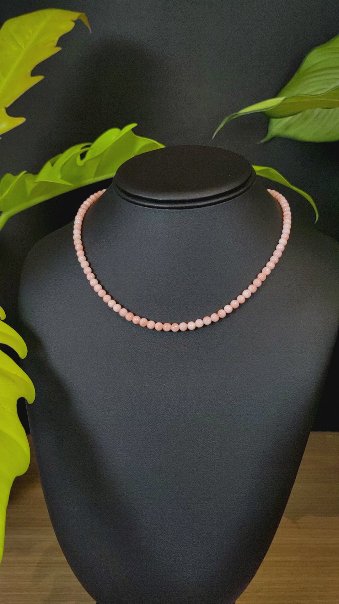61.00 Ct. Salmon and White Coral Multi Stone Necklace, 18K White Gold Size Video