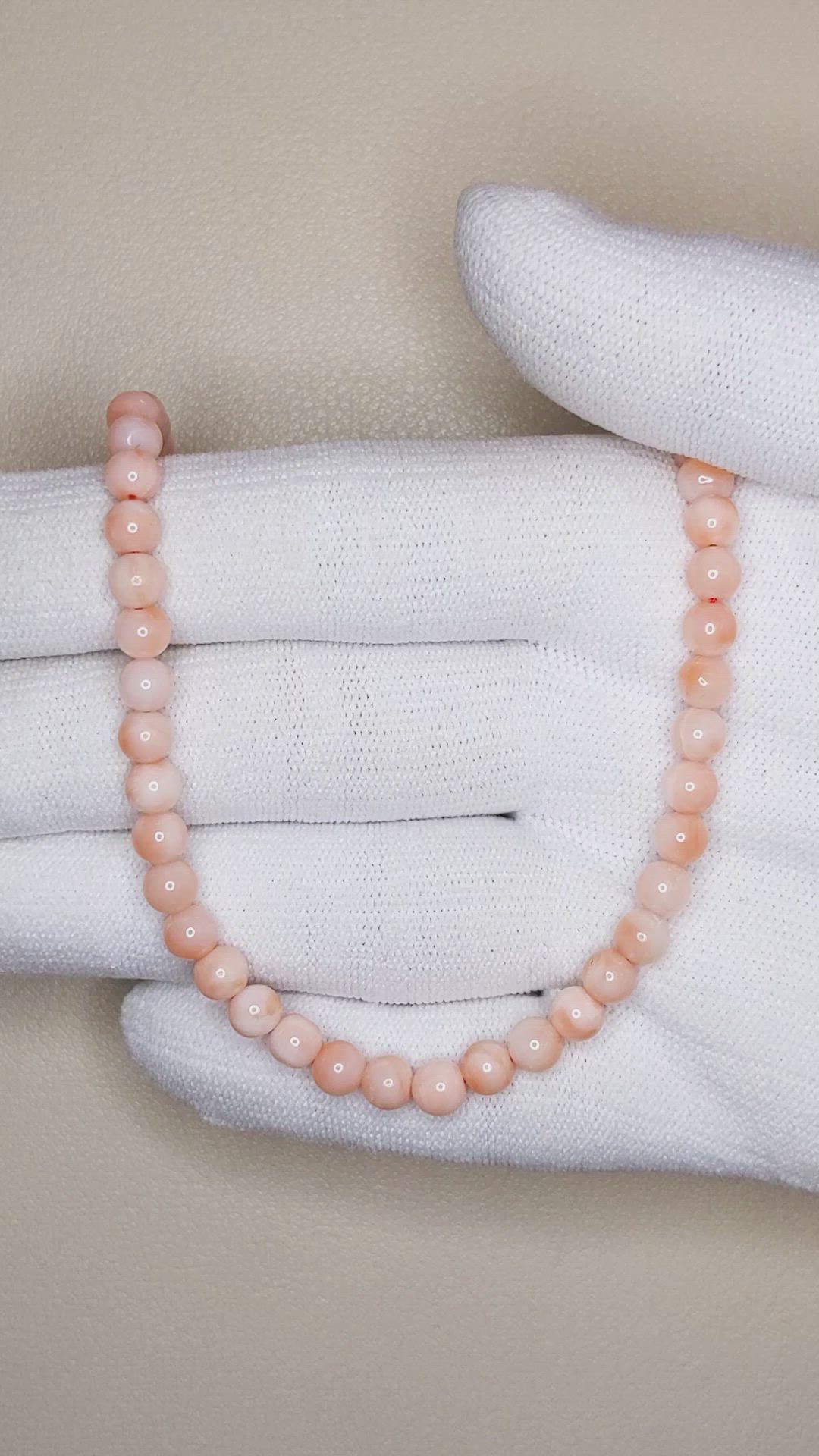 61.00 Ct. Salmon and White Coral Multi Stone Necklace, 18K White Gold Size Video