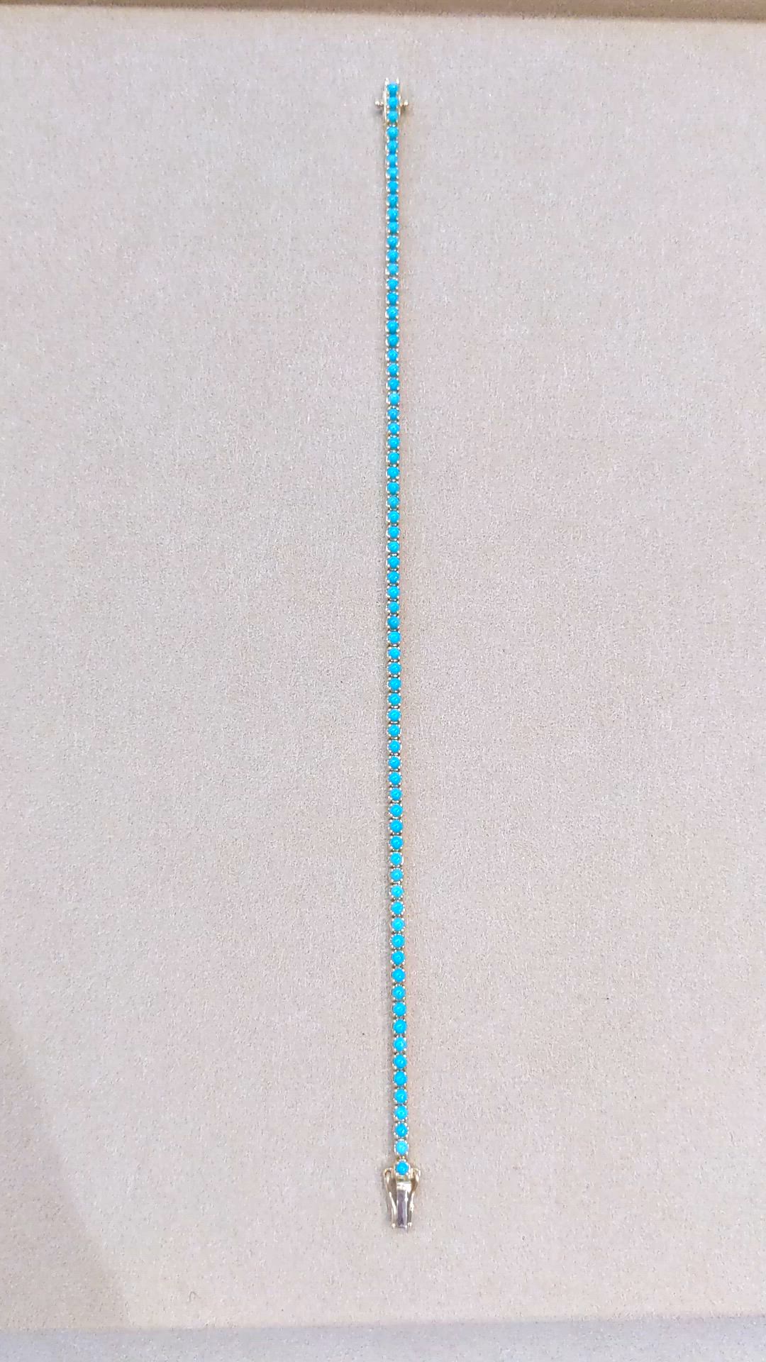 2.83&nbsp;Ct.Tw.Total Carat Weight Blue Turquoise Tennis/Line Bracelet, 14K Yellow Gold Size Video