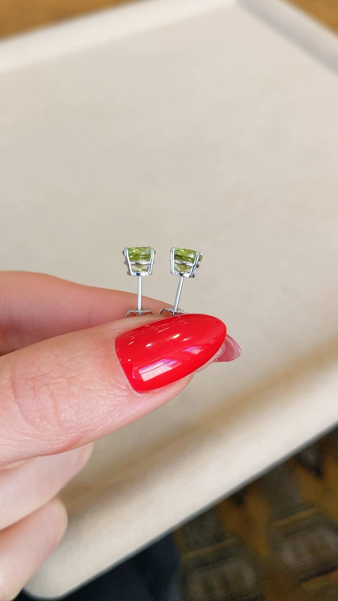 2.00&nbsp;Ct.Tw.Total Carat Weight Green Peridot Studs Earrings, 14K White Gold Size Video
