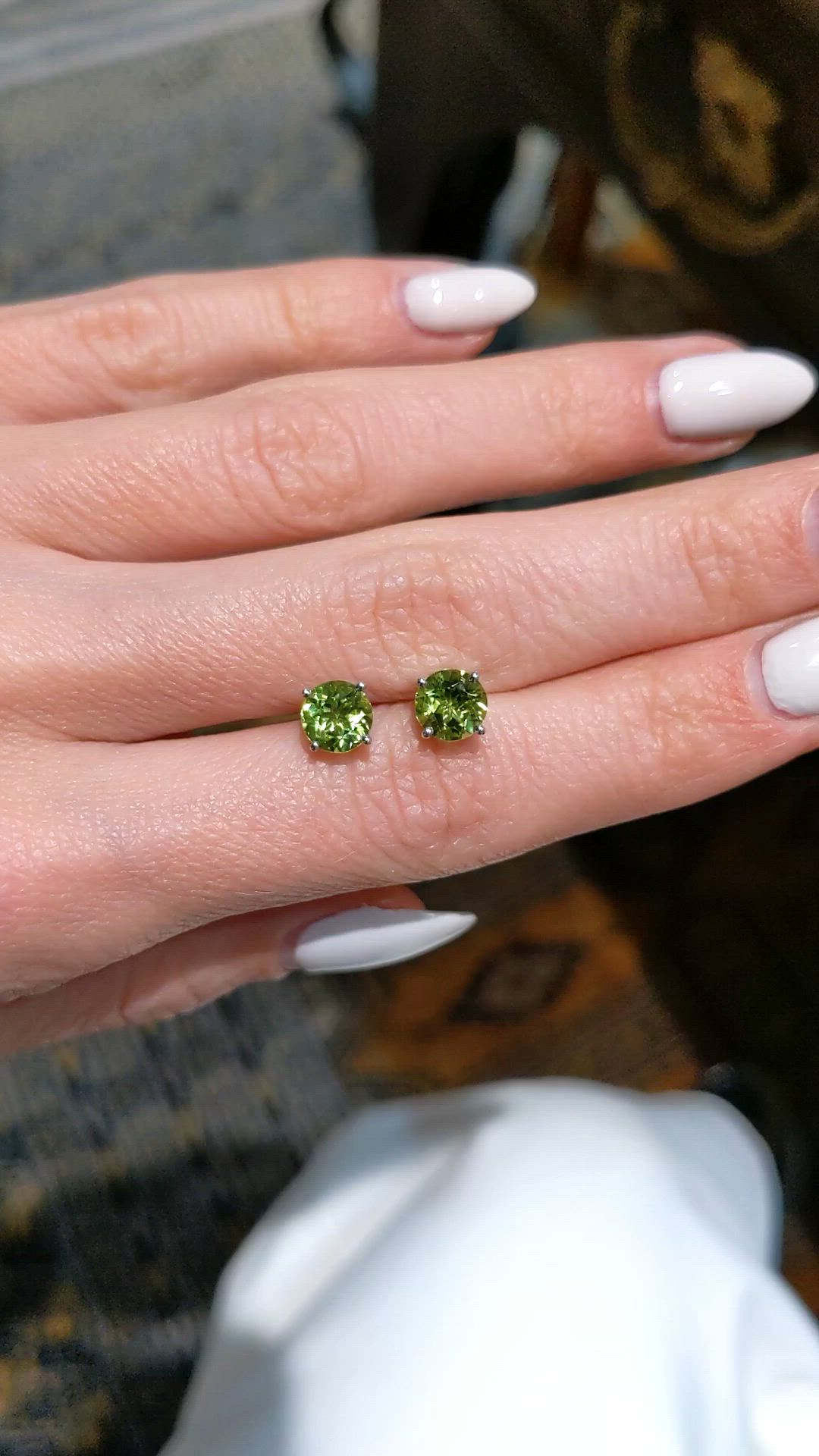 2.00&nbsp;Ct.Tw.Total Carat Weight Green Peridot Studs Earrings, 14K White Gold Size Video
