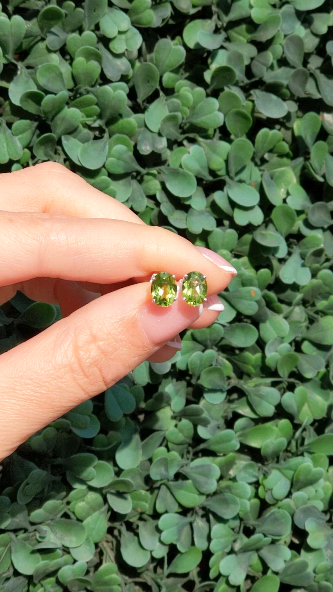 2.90 Ct.Tw.Total Carat Weight Green Peridot Studs Earrings, 14K White Gold Size Video