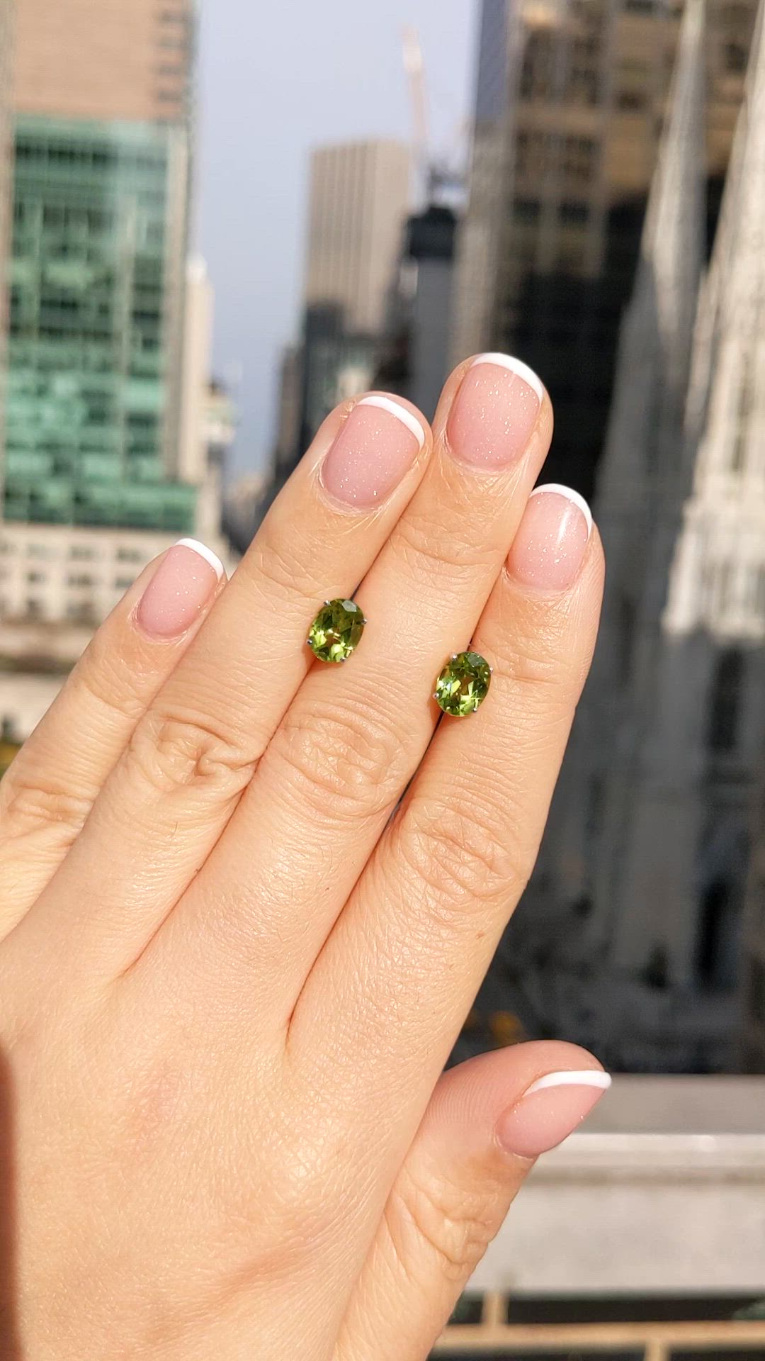 2.90 Ct.Tw.Total Carat Weight Green Peridot Studs Earrings, 14K White Gold Size Video