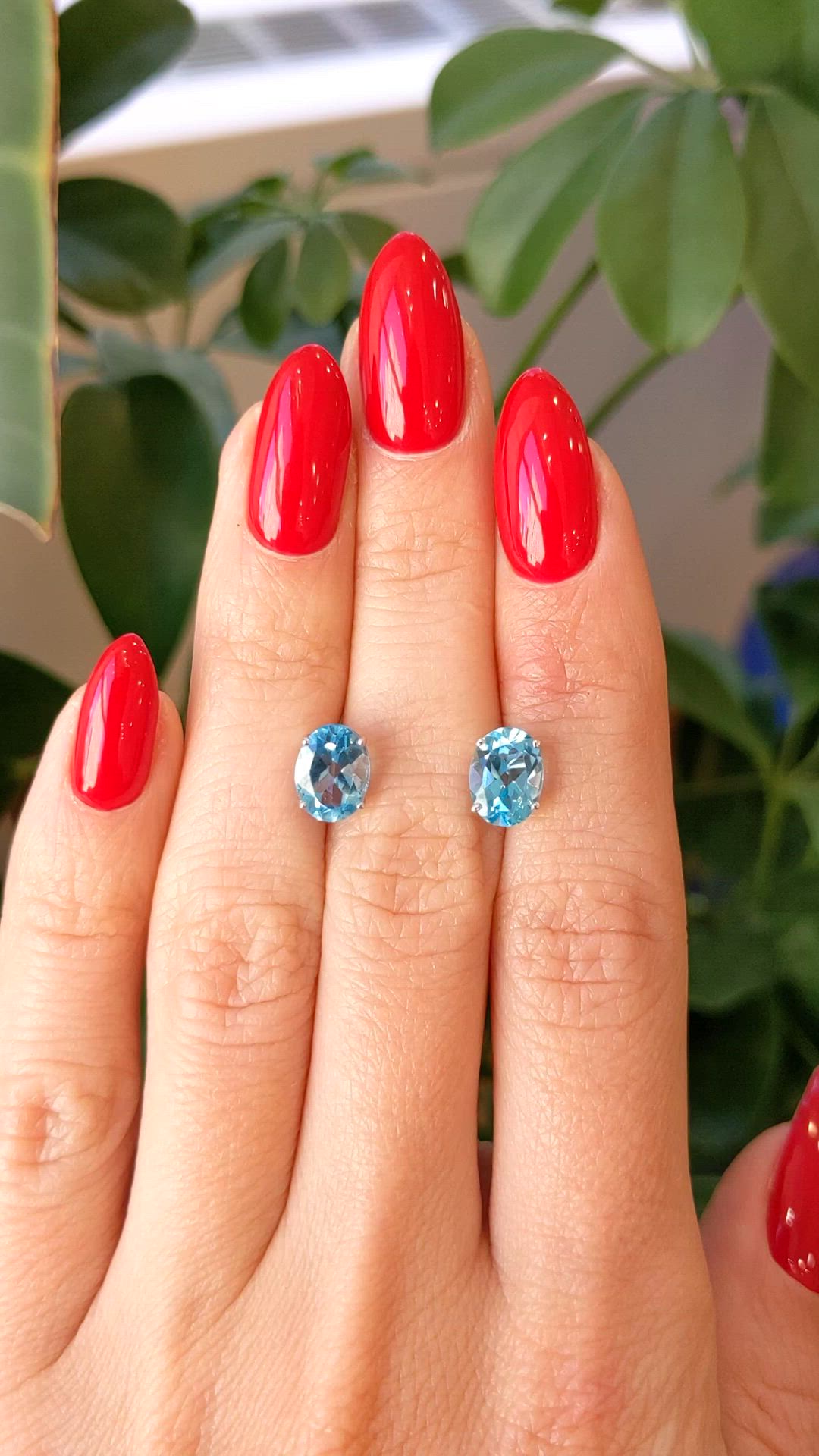 3.20&nbsp;Ct.Tw.Total Carat Weight Sky Blue Topaz Studs Earrings, 14K White Gold Size Video