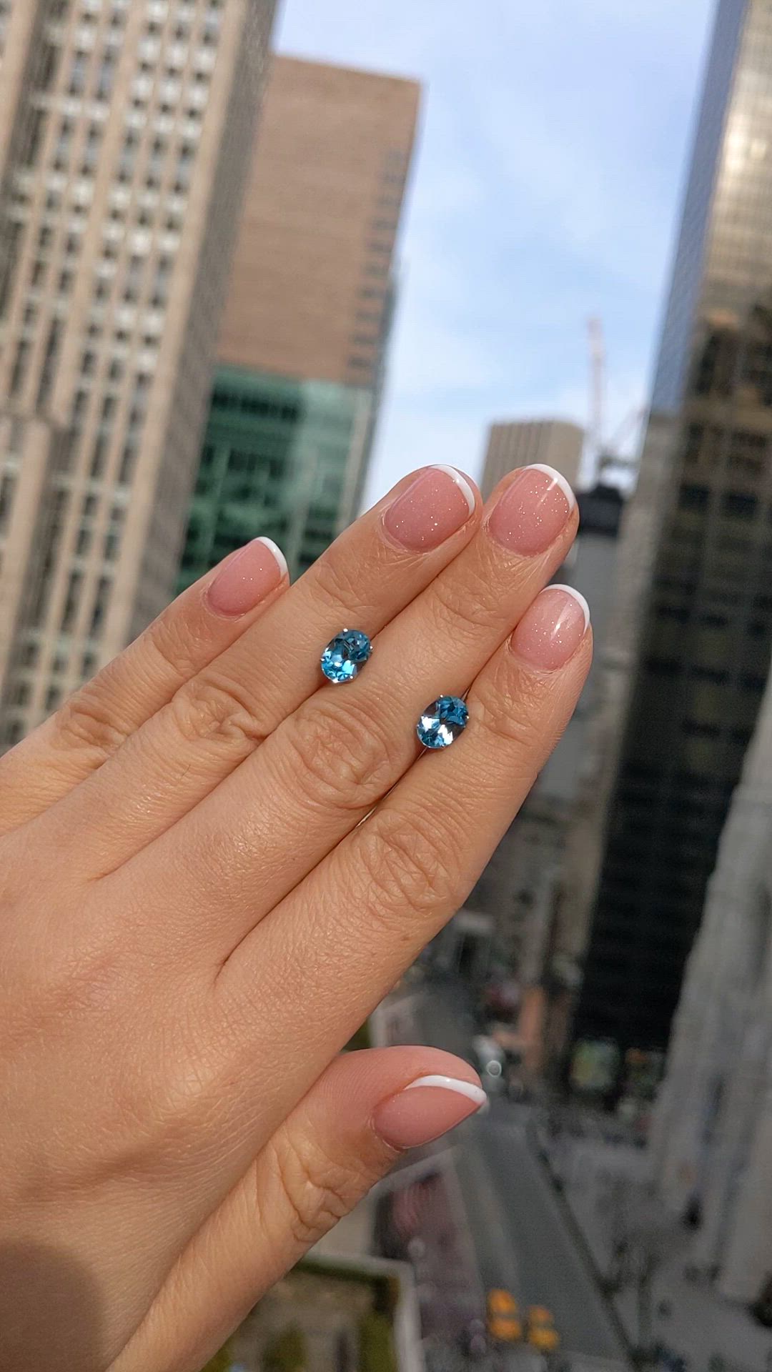 3.20&nbsp;Ct.Tw.Total Carat Weight Sky Blue Topaz Studs Earrings, 14K White Gold Size Video