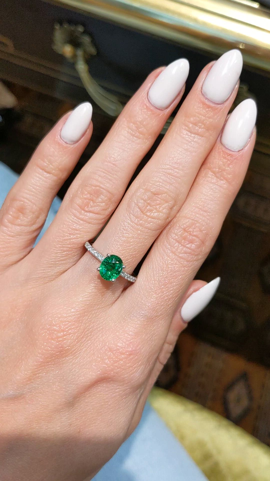 1.45 Ct. Tsavorite Garnet Pave Ring, 18K White Gold Size Video