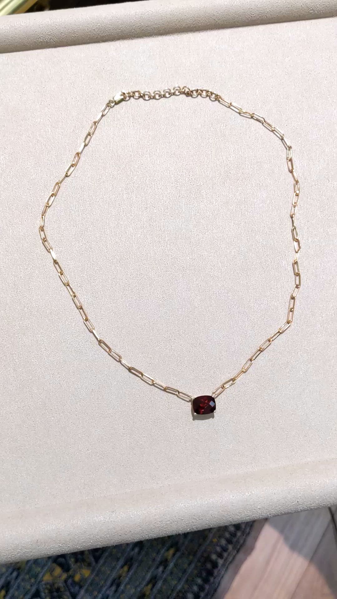 3.38 Ct. Red Garnet Solitaire Necklace, 14K Yellow Gold Size Video
