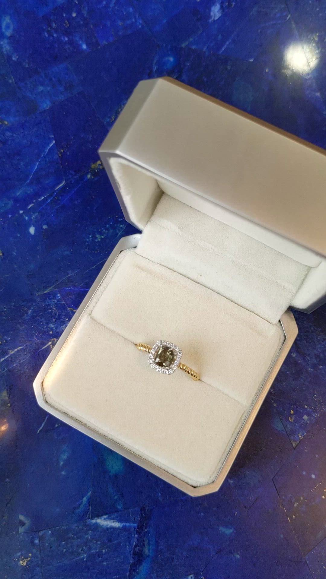 0.92 Ct. Alexandrite and Natural Diamond Halo Ring, 14K Yellow Gold Size Video