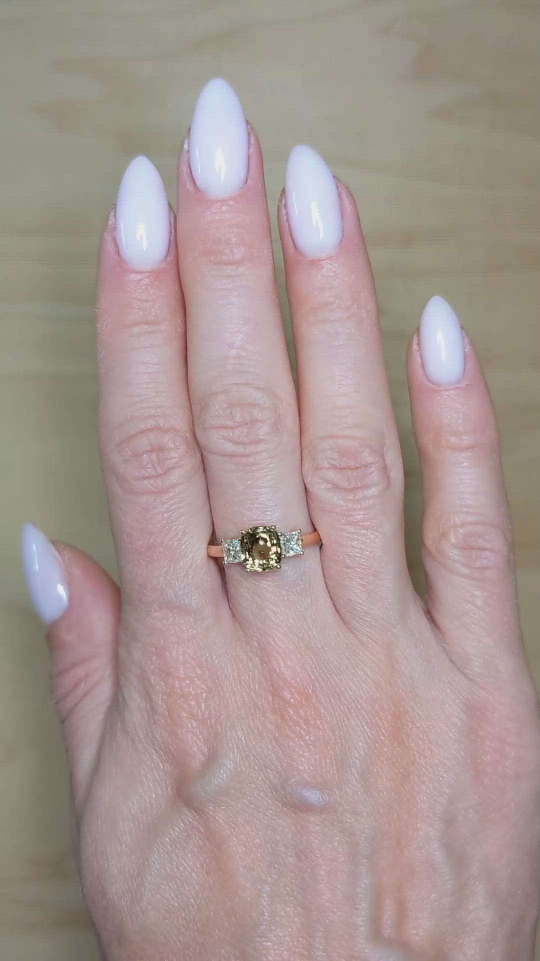 1.92 Ct. Alexandrite and Natural Diamond Three Stone Ring, 14K Yellow Gold Size Video