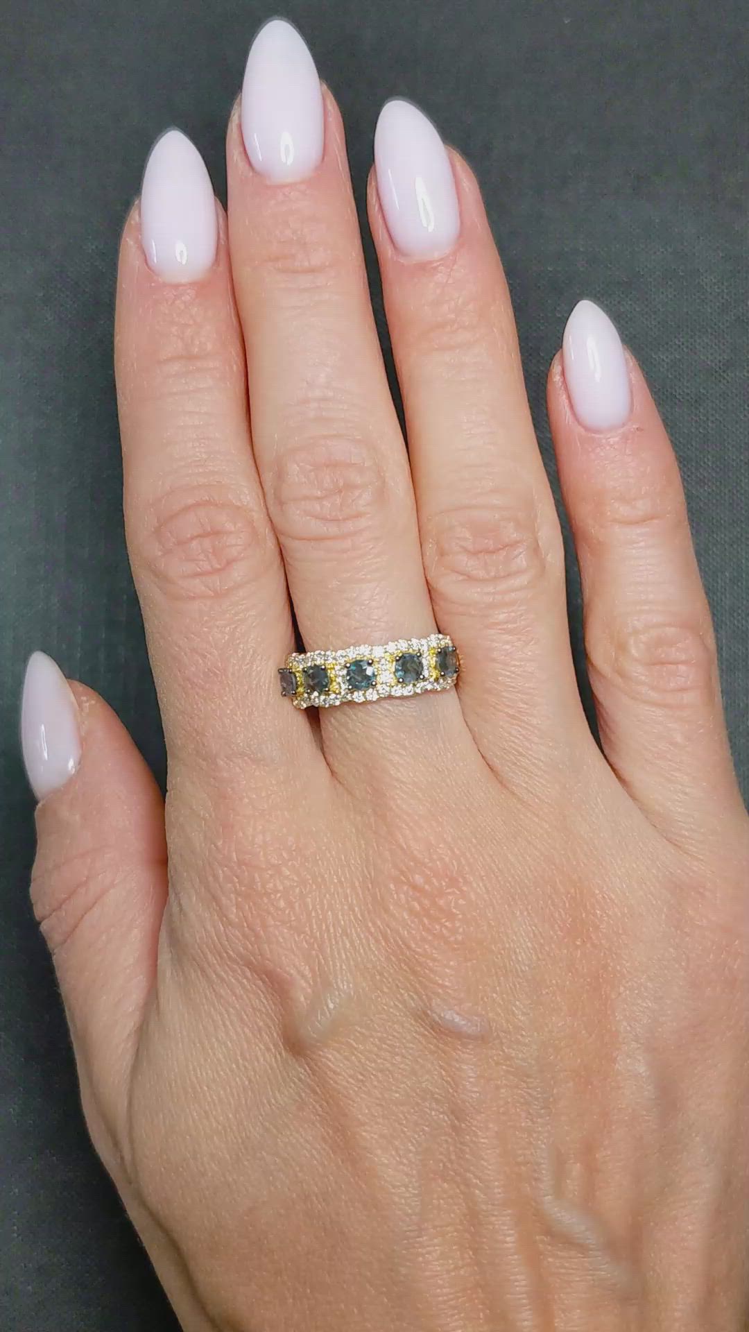 0.93 Ct. Alexandrite and Natural Diamond Pave Ring, 14K Yellow Gold Size Video