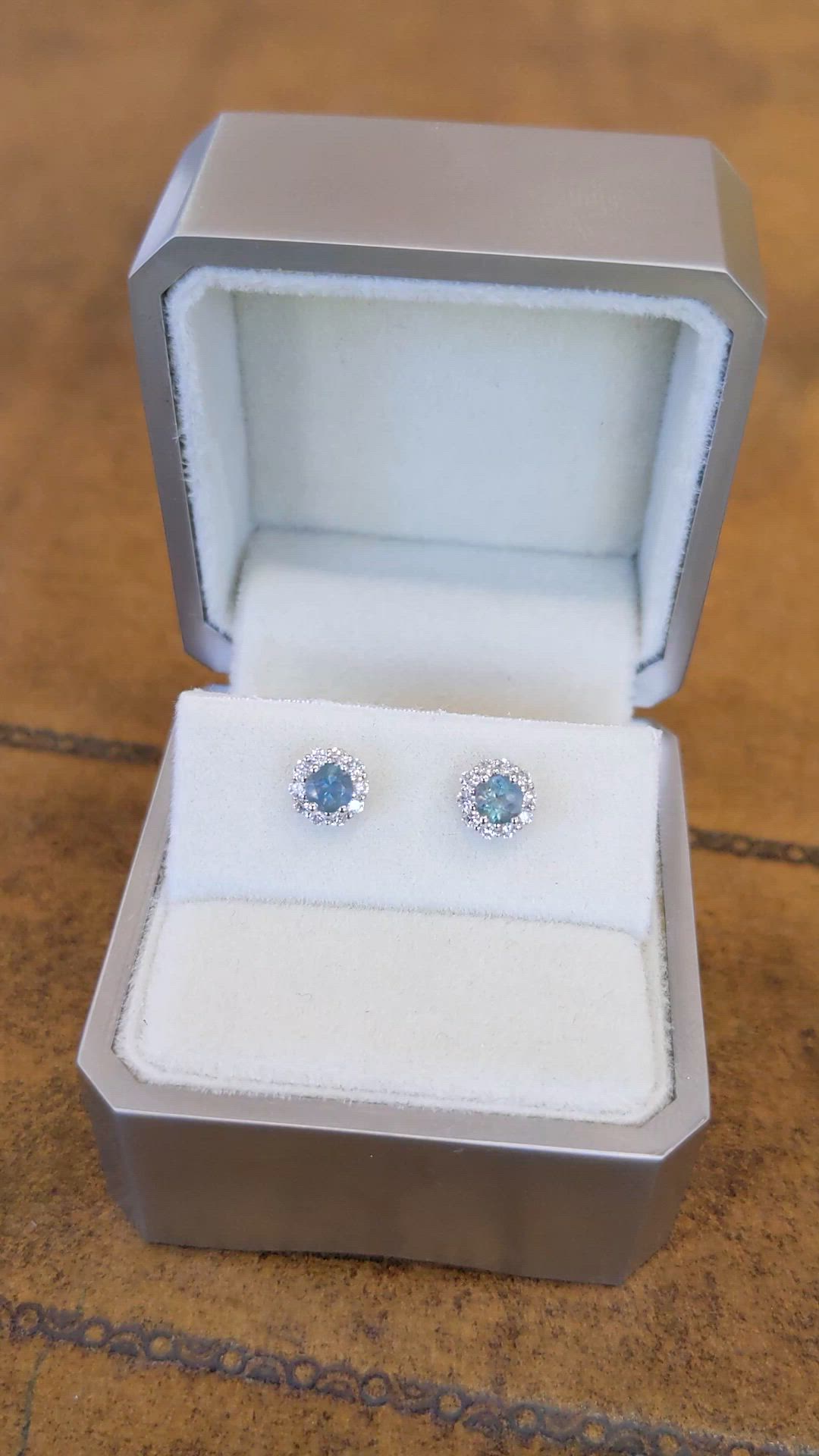 0.30 Ct.Tw.Total Carat Weight Alexandrite and Natural Diamond Studs Earrings, 14K White Gold Size Video