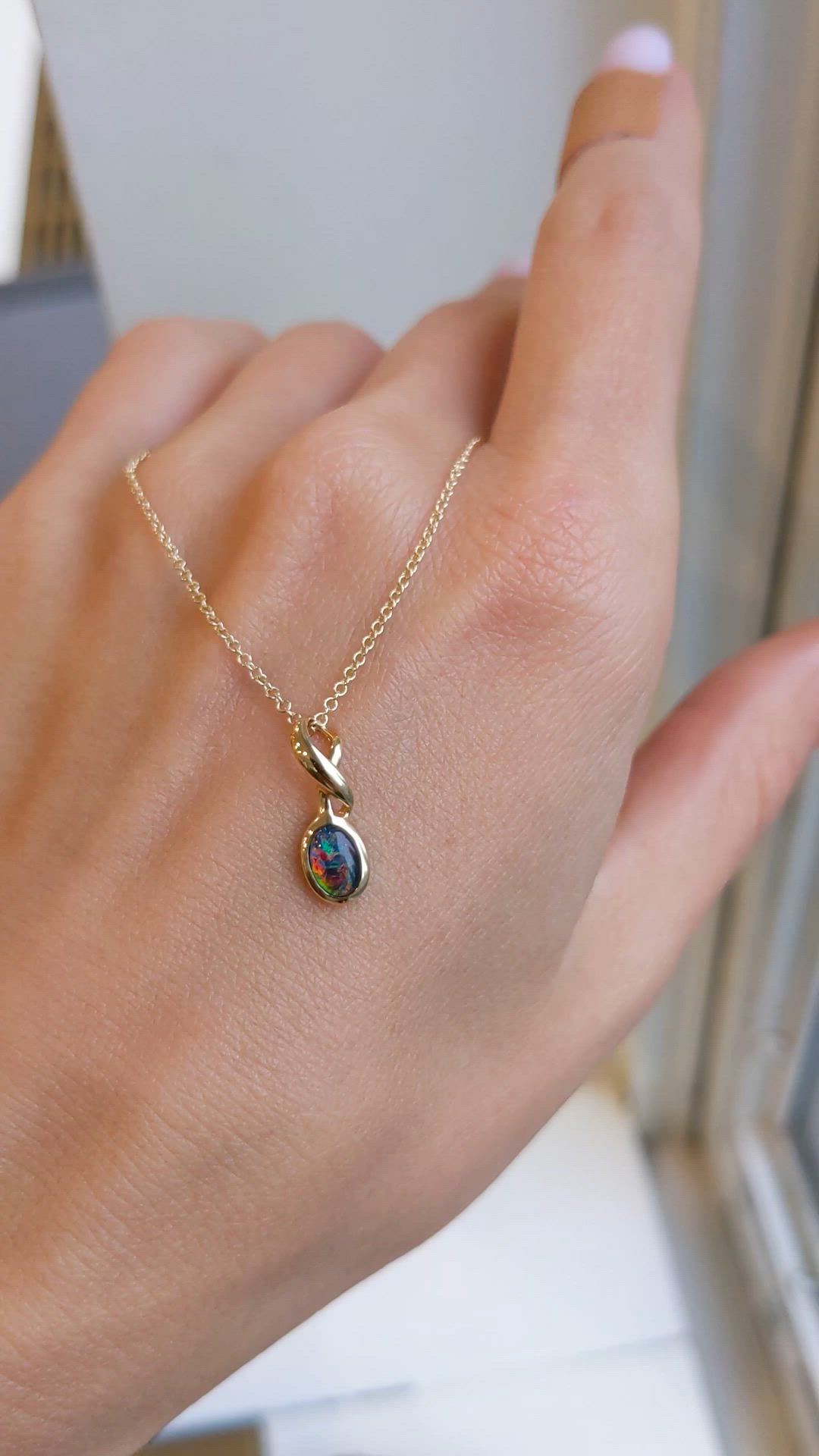 0.37 Ct. Black Opal Bezel Pendant, 14K Yellow Gold Size Video