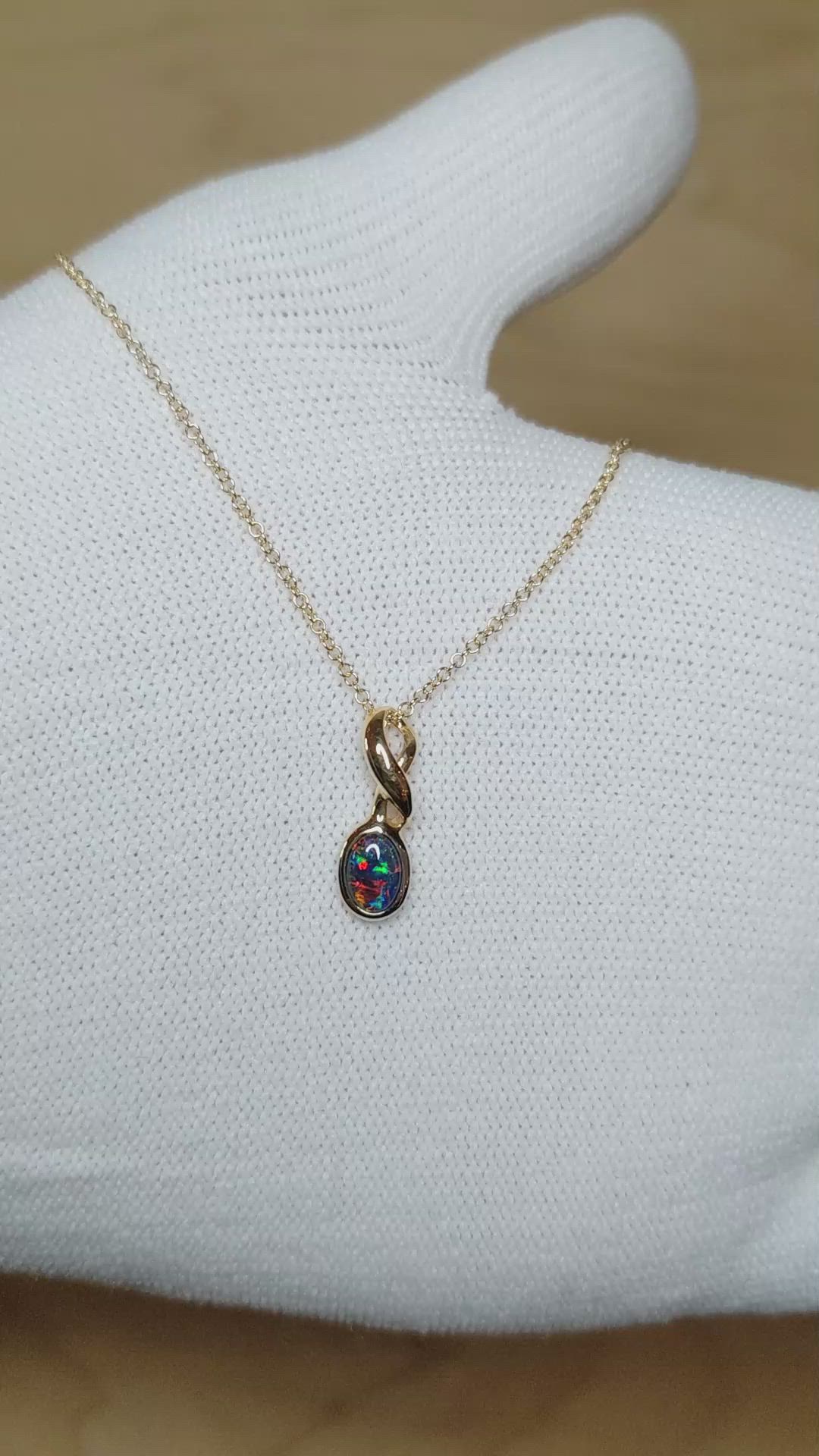 0.37 Ct. Black Opal Bezel Pendant, 14K Yellow Gold Size Video