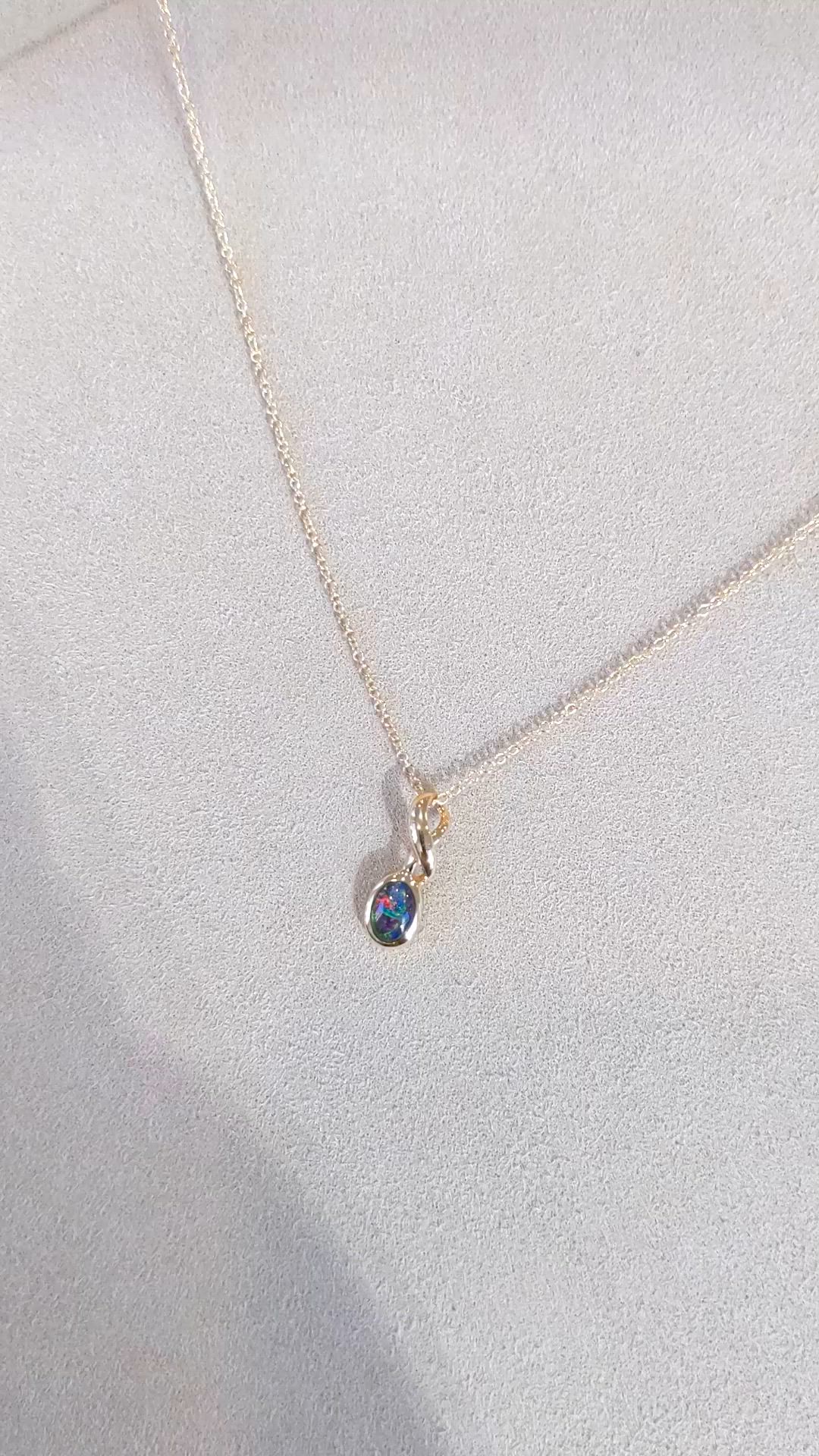 0.37 Ct. Black Opal Bezel Pendant, 14K Yellow Gold Size Video