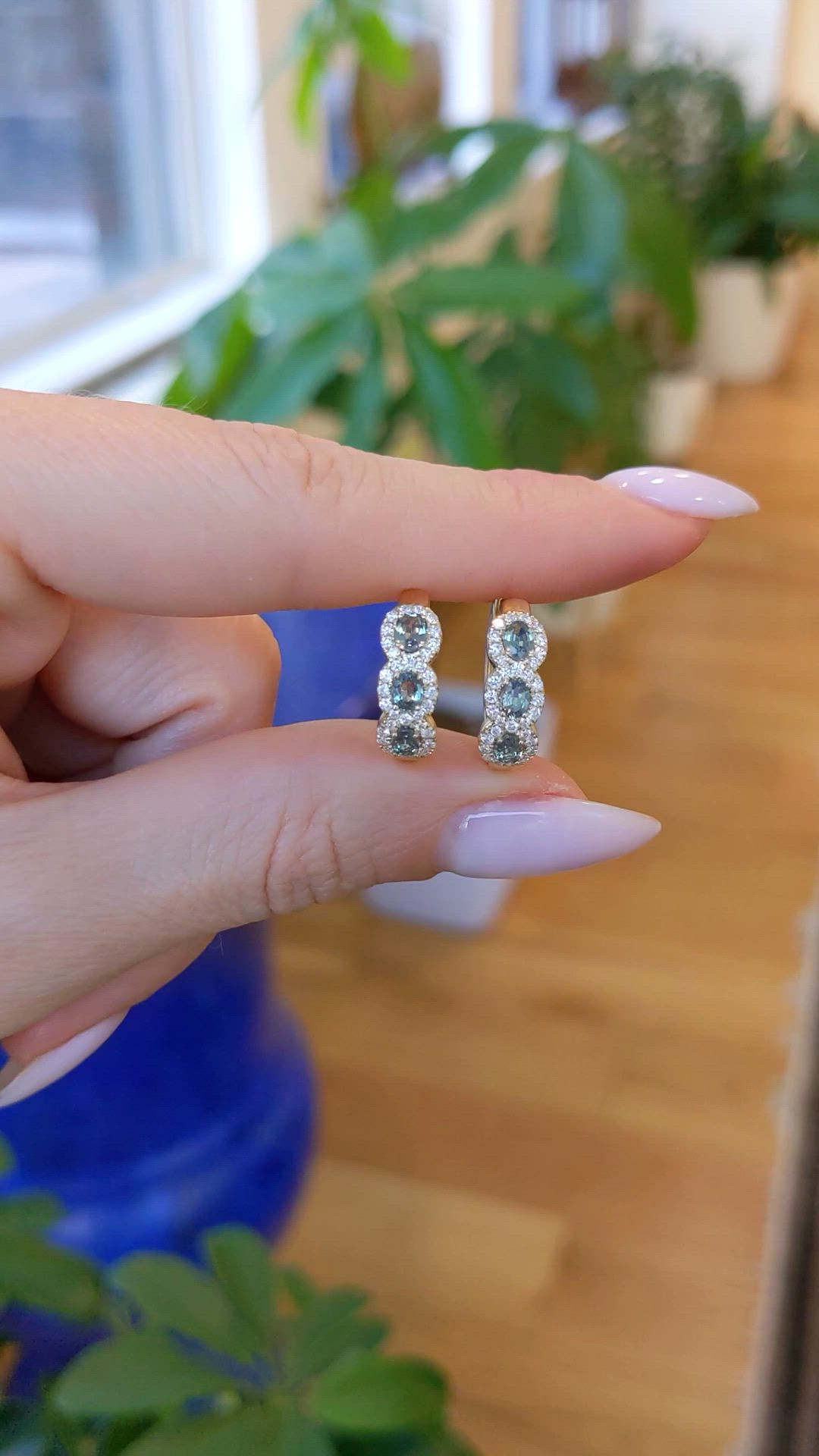 0.78&nbsp;Ct.Tw.Total Carat Weight Alexandrite and Natural Diamond Pave Earrings, 14K Yellow Gold Size Video