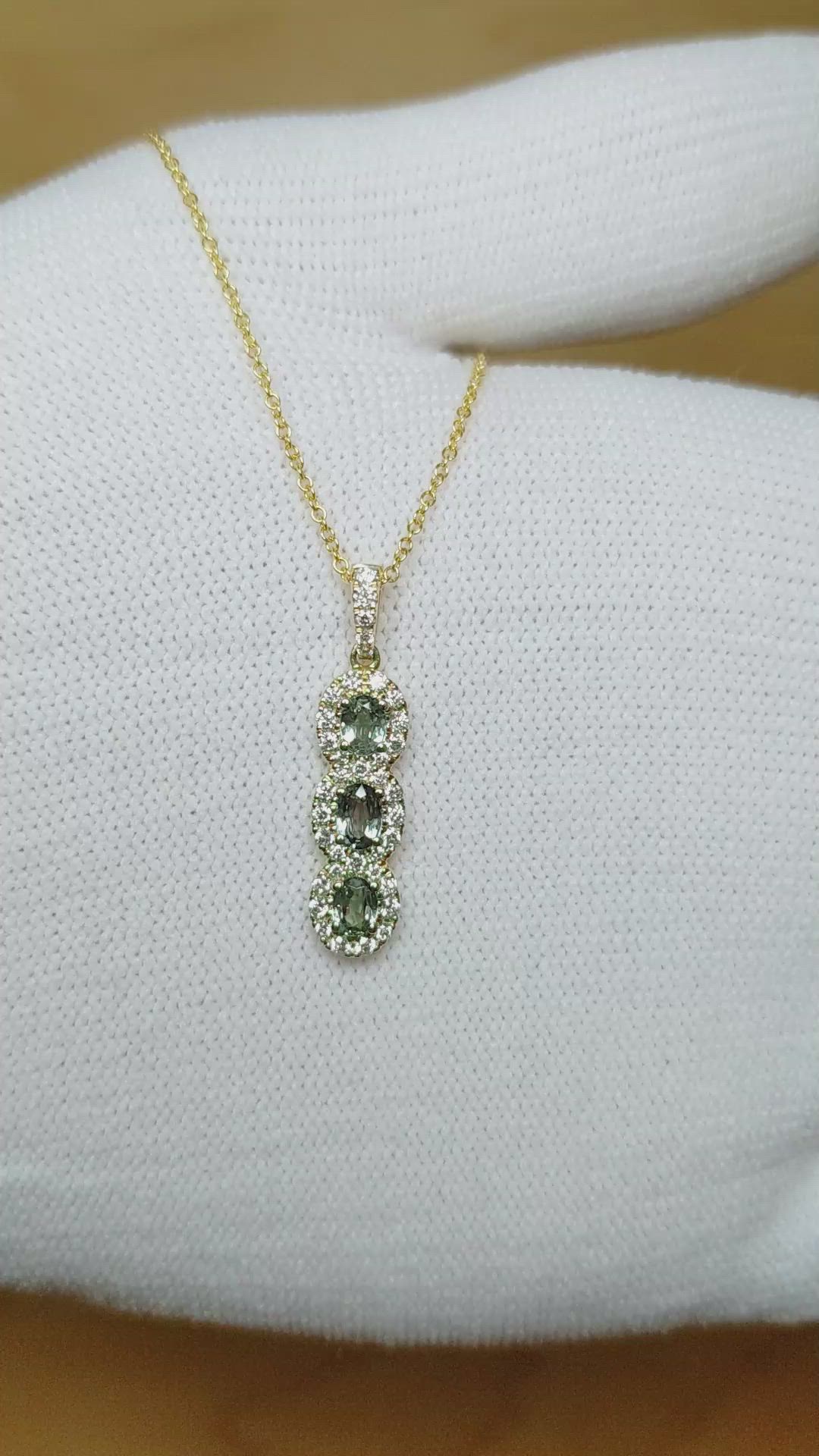 0.51 Ct. Alexandrite and Natural Diamond Pave Pendant, 14K Yellow Gold Size Video