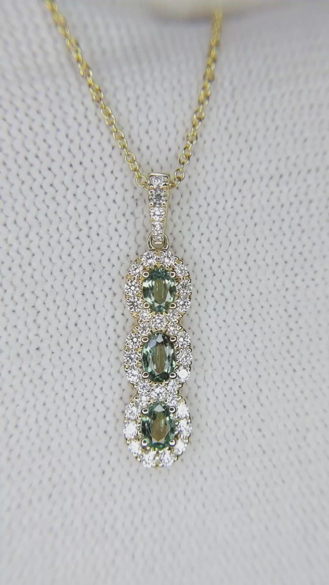 0.51 Ct. Alexandrite and Natural Diamond Pave Pendant, 14K Yellow Gold Size Video