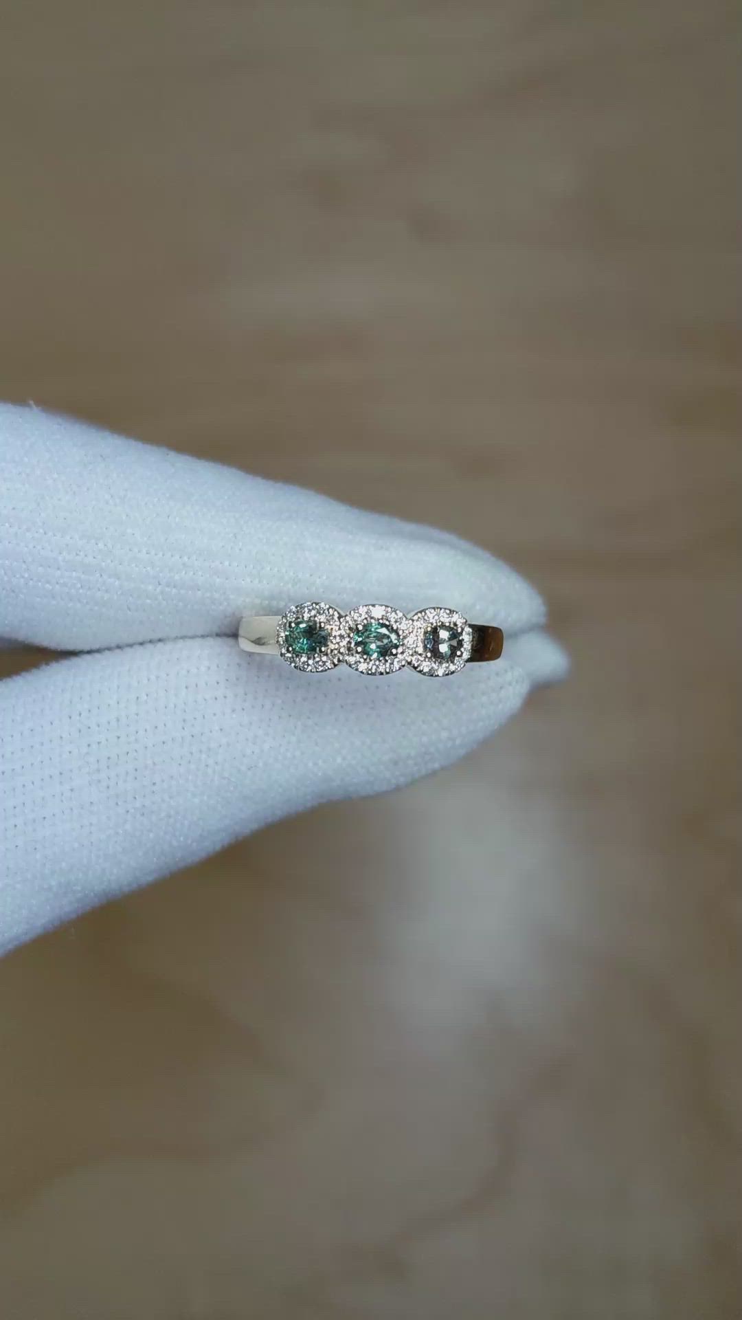 0.33 Ct. Alexandrite and Natural Diamond Pave Ring, 14K Yellow Gold Size Video