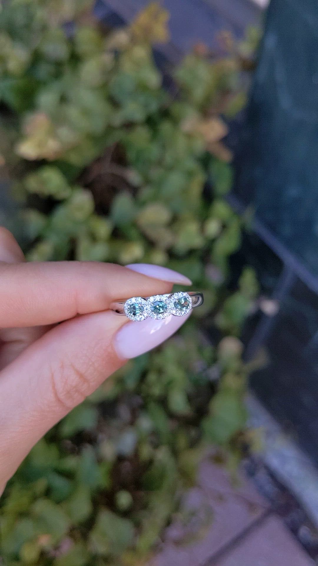 0.33 Ct. Alexandrite and Natural Diamond Pave Ring, 14K White Gold Size Video