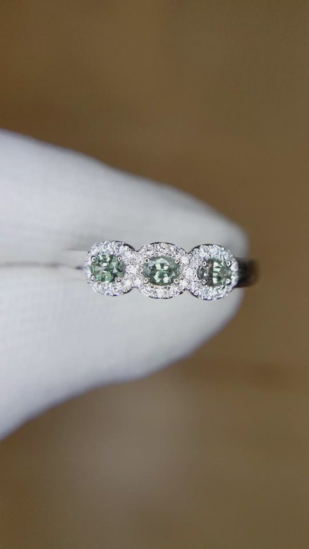 0.33 Ct. Alexandrite and Natural Diamond Pave Ring, 14K White Gold Size Video