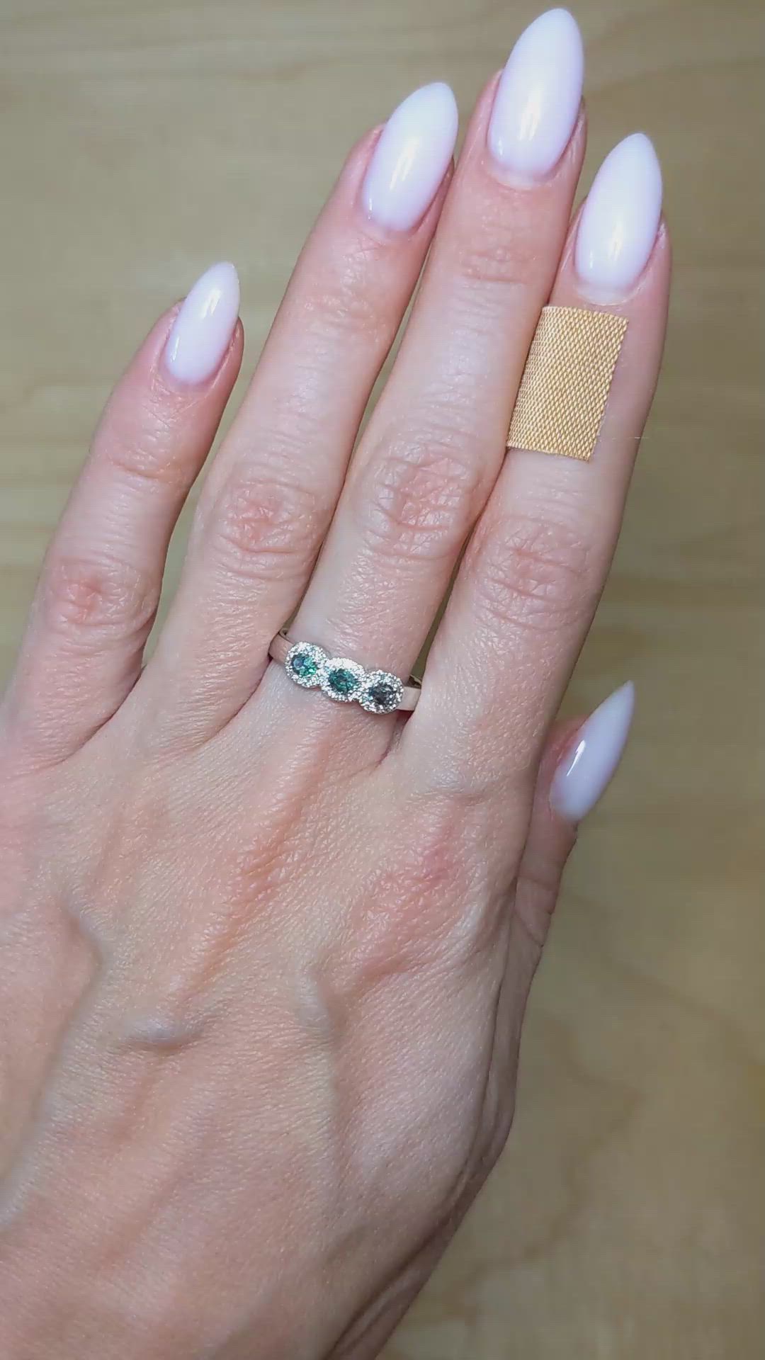 0.33 Ct. Alexandrite and Natural Diamond Pave Ring, 14K White Gold Size Video