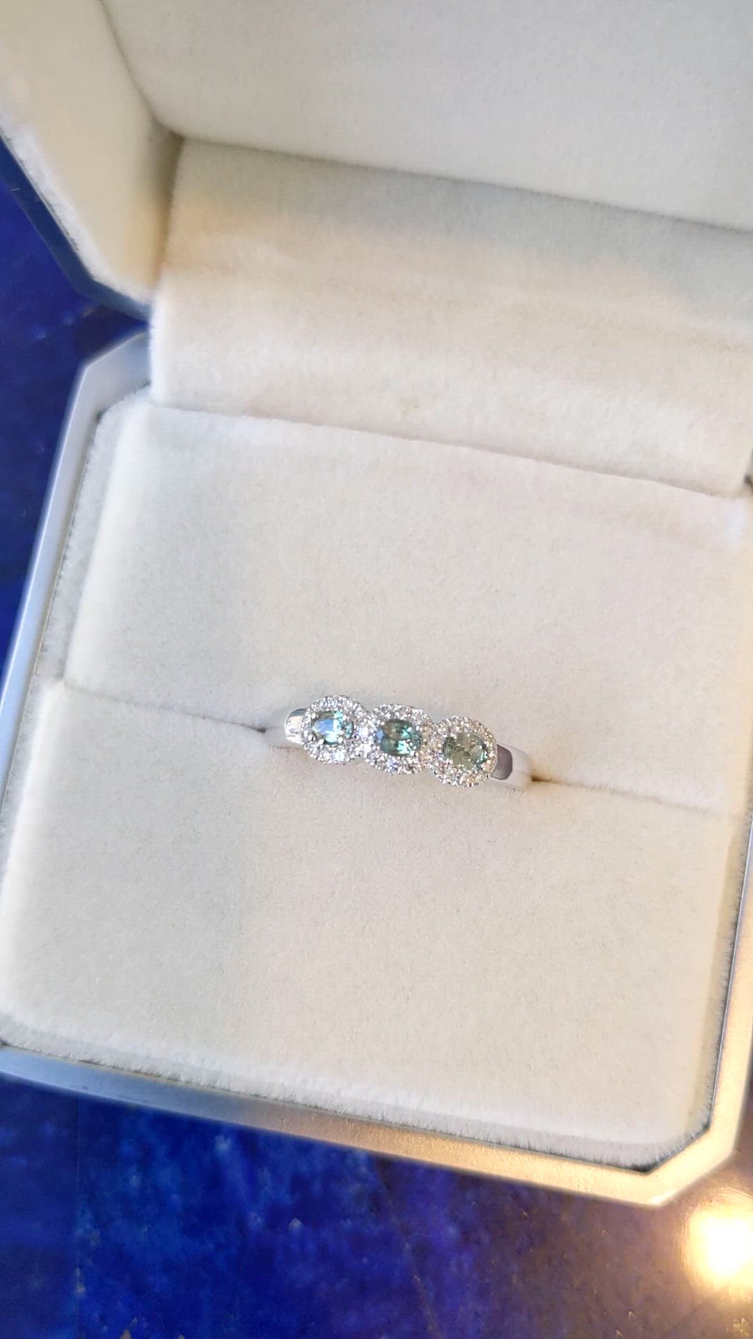 0.33 Ct. Alexandrite and Natural Diamond Pave Ring, 14K White Gold Size Video