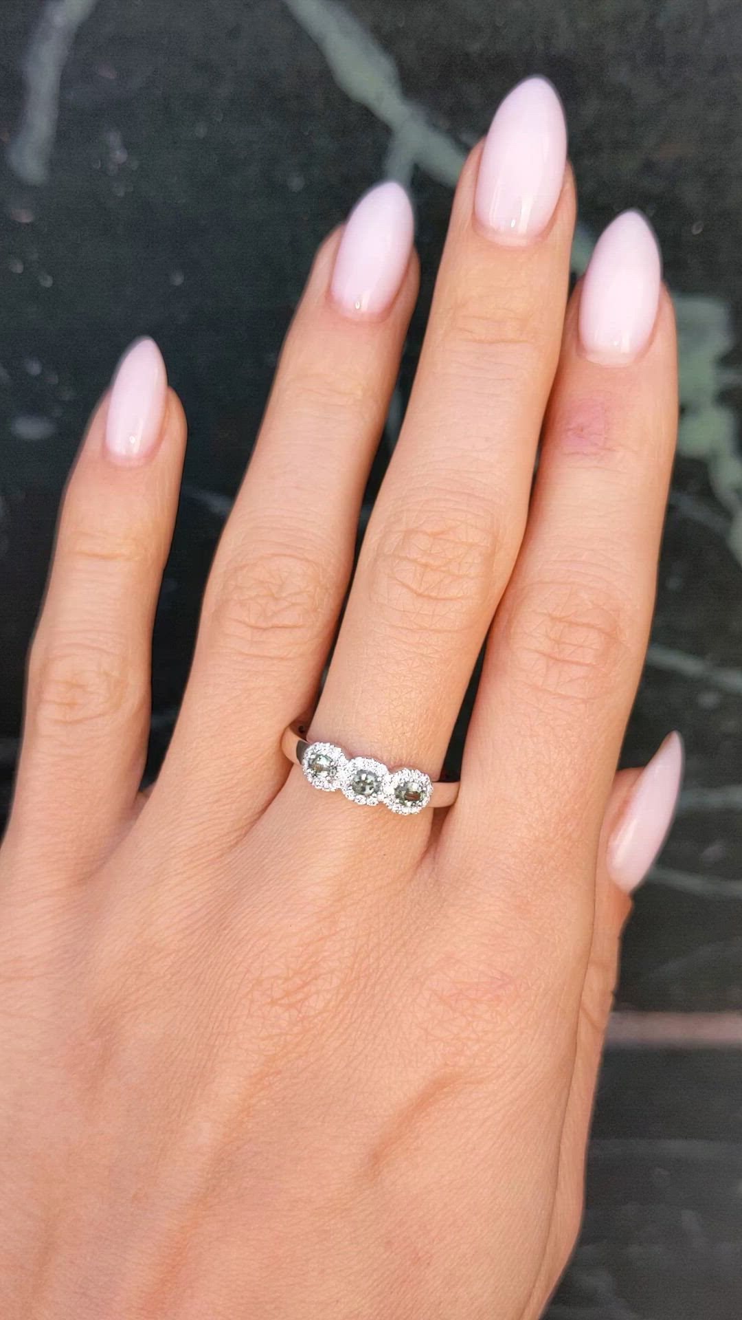 0.33 Ct. Alexandrite and Natural Diamond Pave Ring, 14K White Gold Size Video