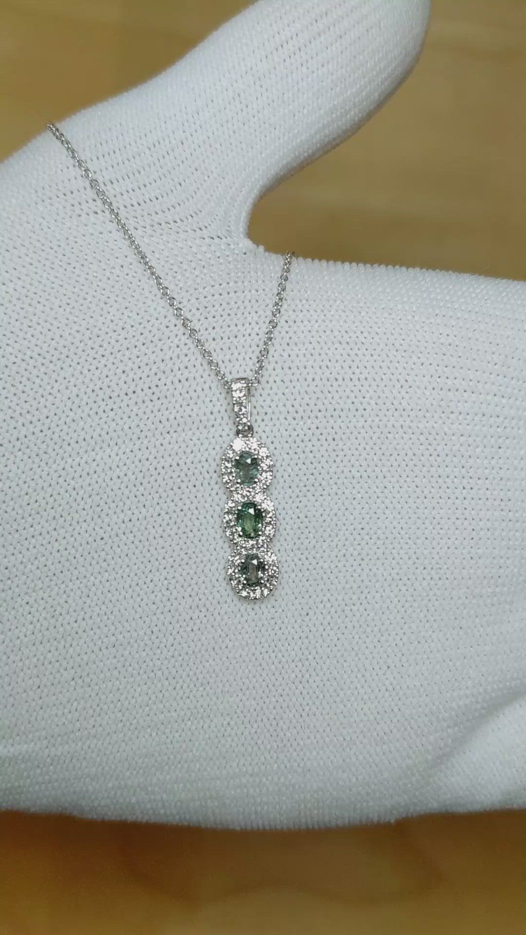 0.50 Ct. Alexandrite and Natural Diamond Pave Pendant, 14K White Gold Size Video