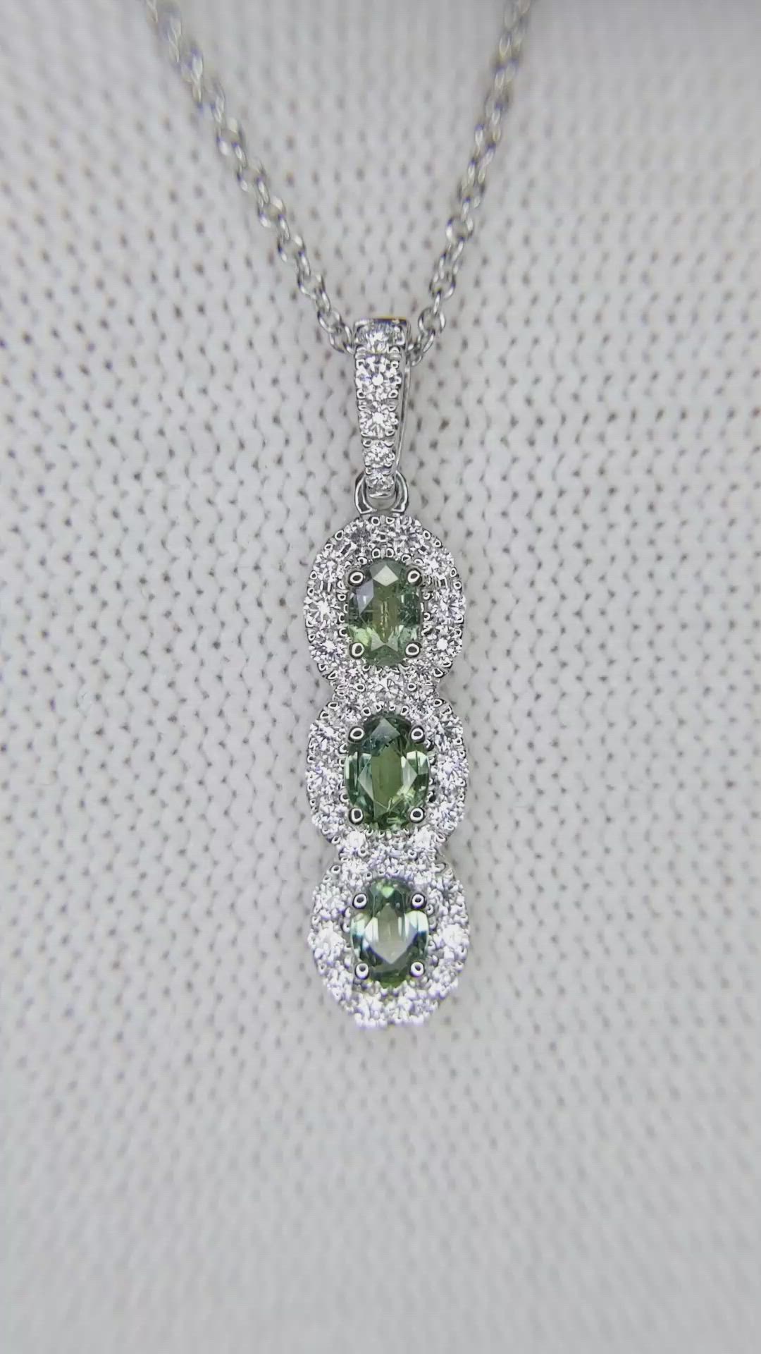 0.50 Ct. Alexandrite and Natural Diamond Pave Pendant, 14K White Gold Size Video