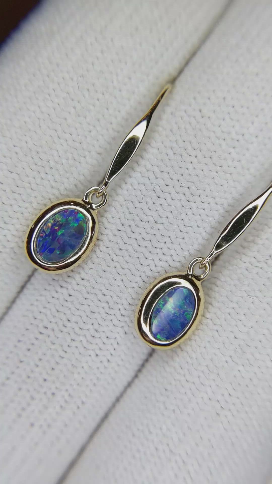 0.74&nbsp;Ct.Tw.Total Carat Weight Multi Color Opal Bezel Earrings, 14K Yellow Gold Size Video