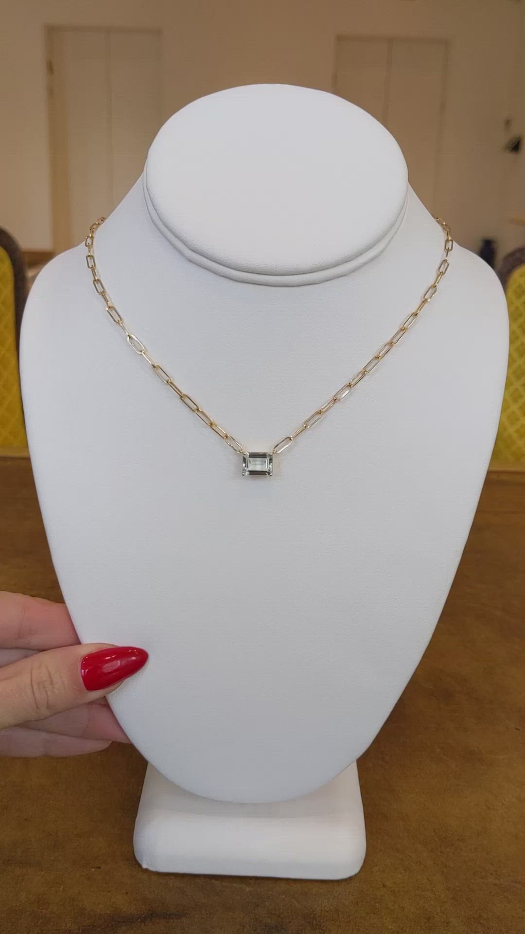 1.62 Ct. Blue Aquamarine Accent Stones Necklace, 14K Yellow Gold Size Video