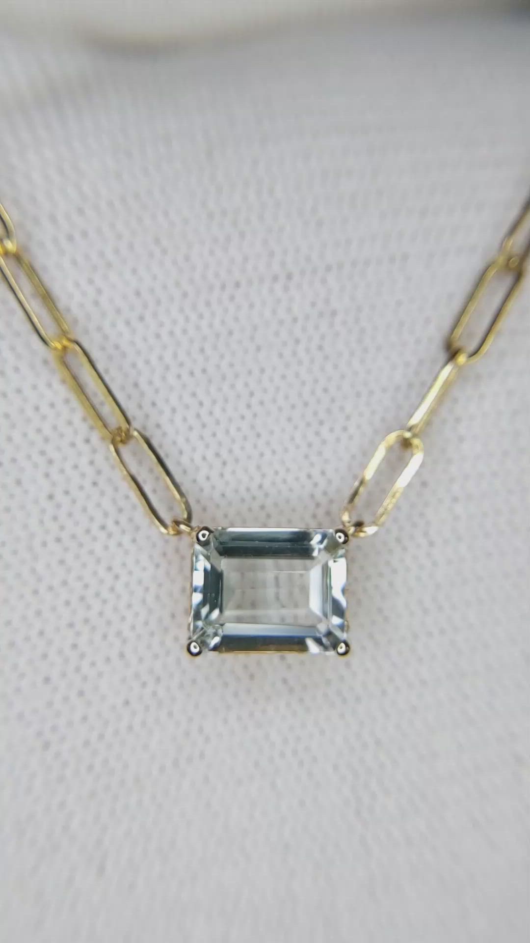1.62 Ct. Blue Aquamarine Accent Stones Necklace, 14K Yellow Gold Size Video