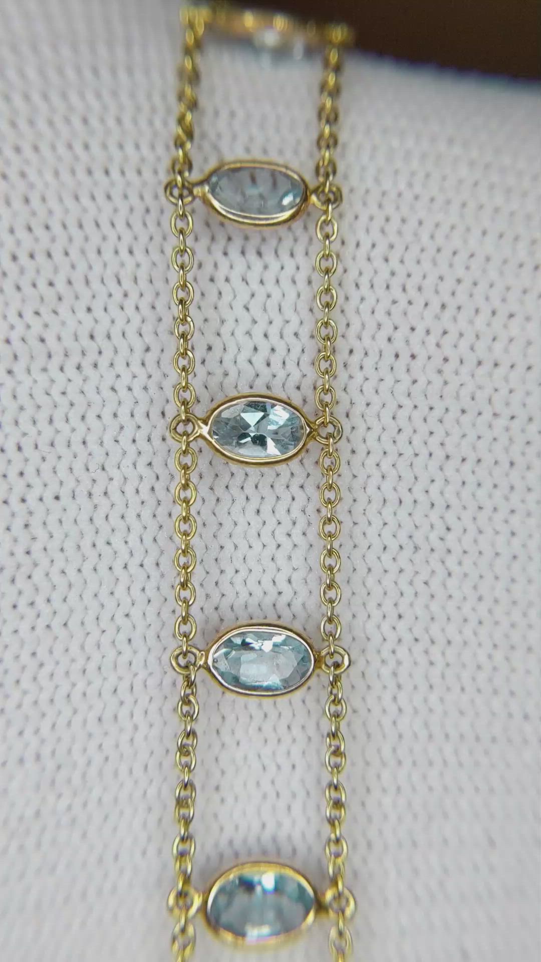 2.75 Ct.Tw.Total Carat Weight Blue Aquamarine Bezel Bracelet, 14K Yellow Gold Size Video