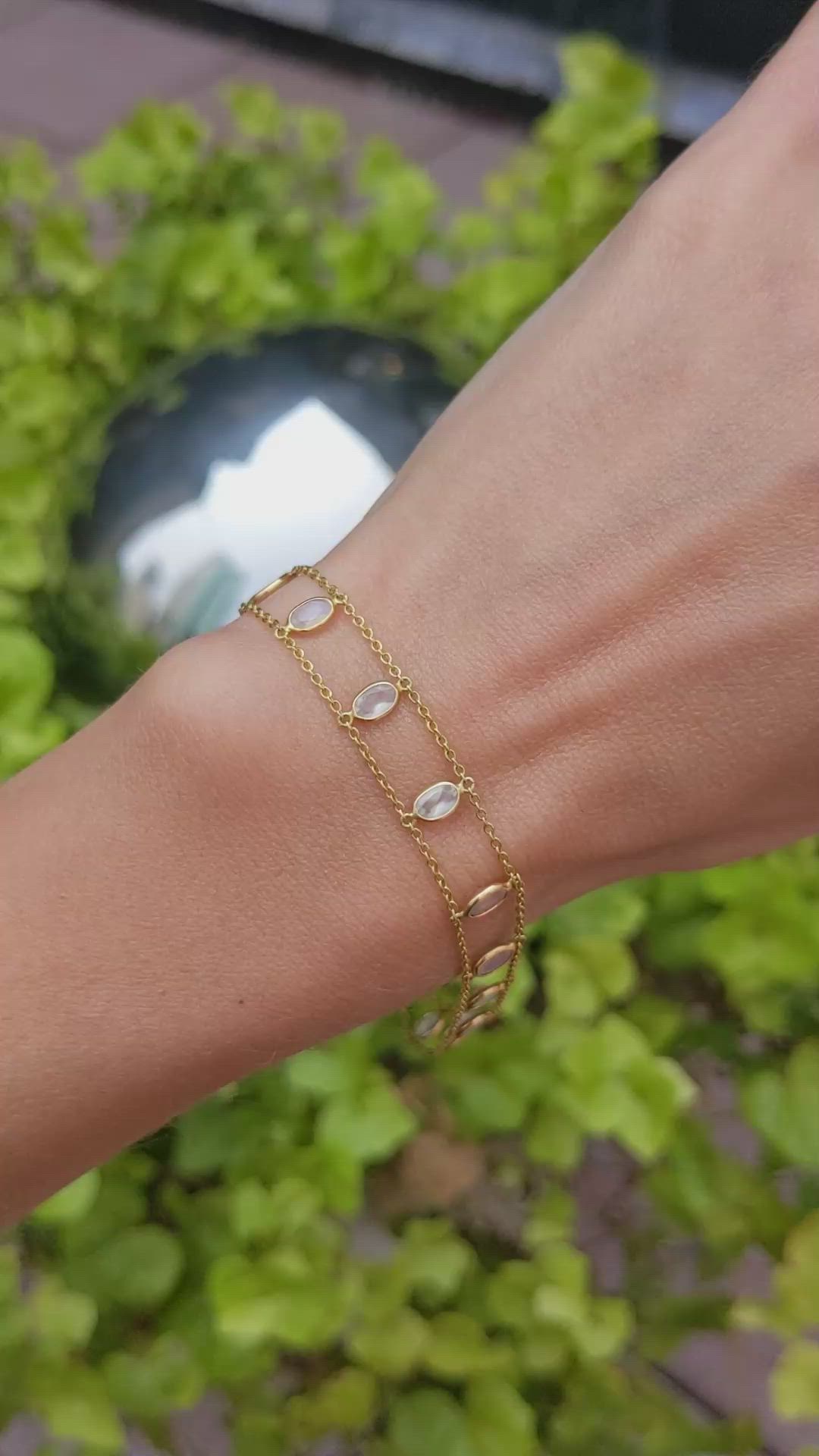 2.21&nbsp;Ct.Tw.Total Carat Weight White Moonstone Bezel Bracelet, 14K Yellow Gold Size Video